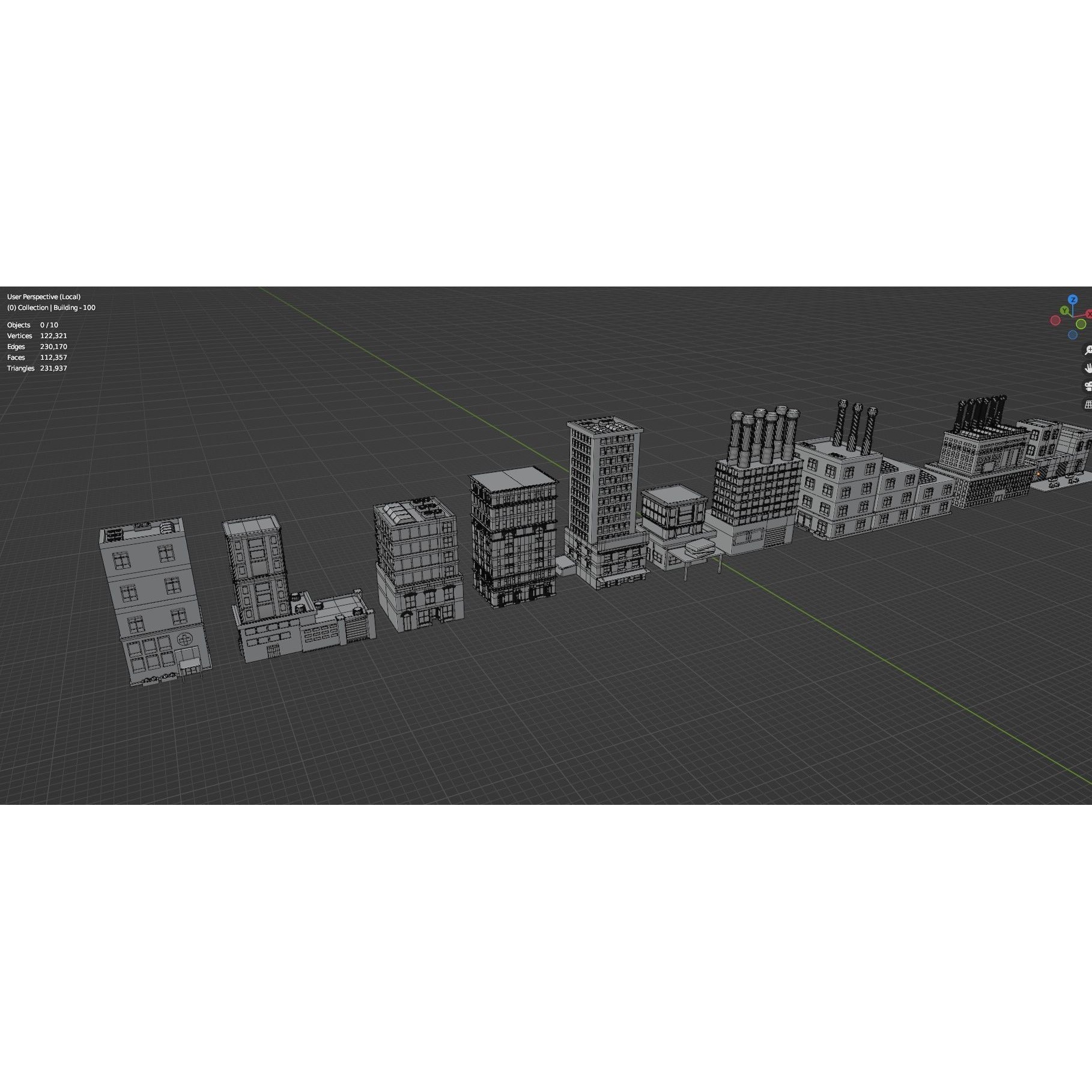 Low Poly City Buildings Pack - Low-Poly Game-Ready 3D Model - View 121