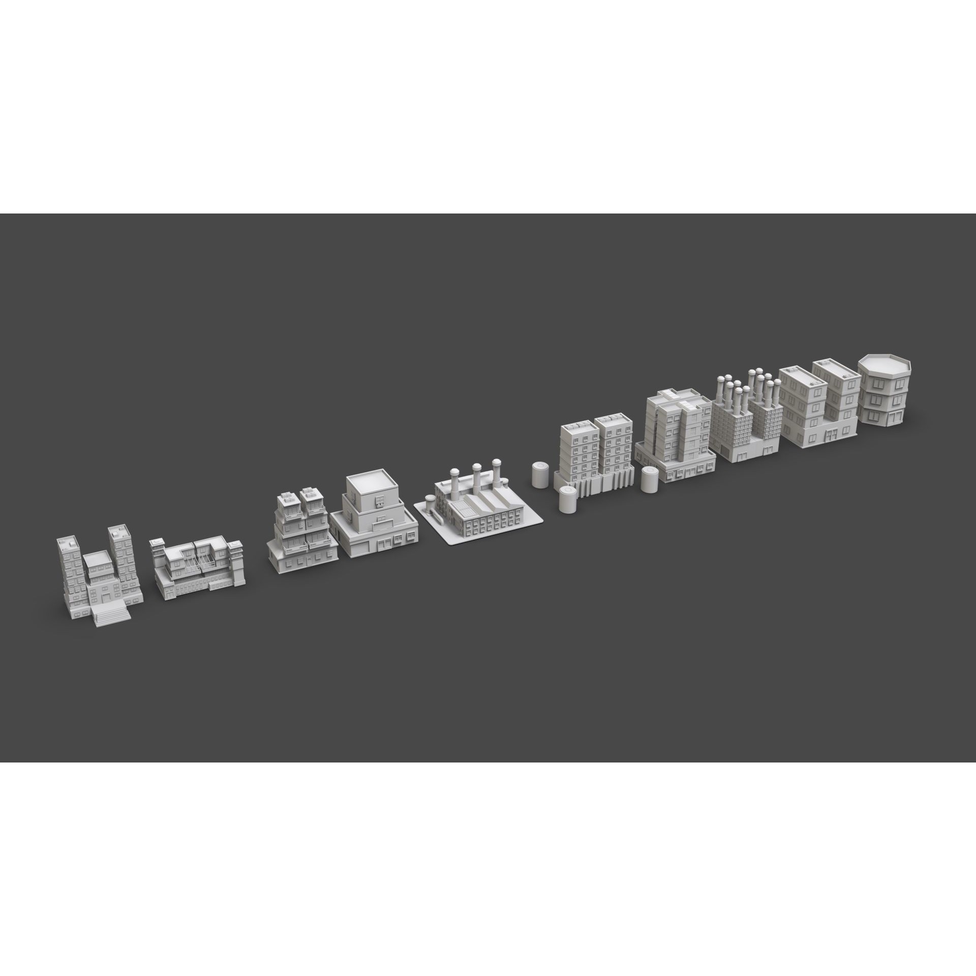 Low Poly City Buildings Pack - Low-Poly Game-Ready 3D Model - View 17