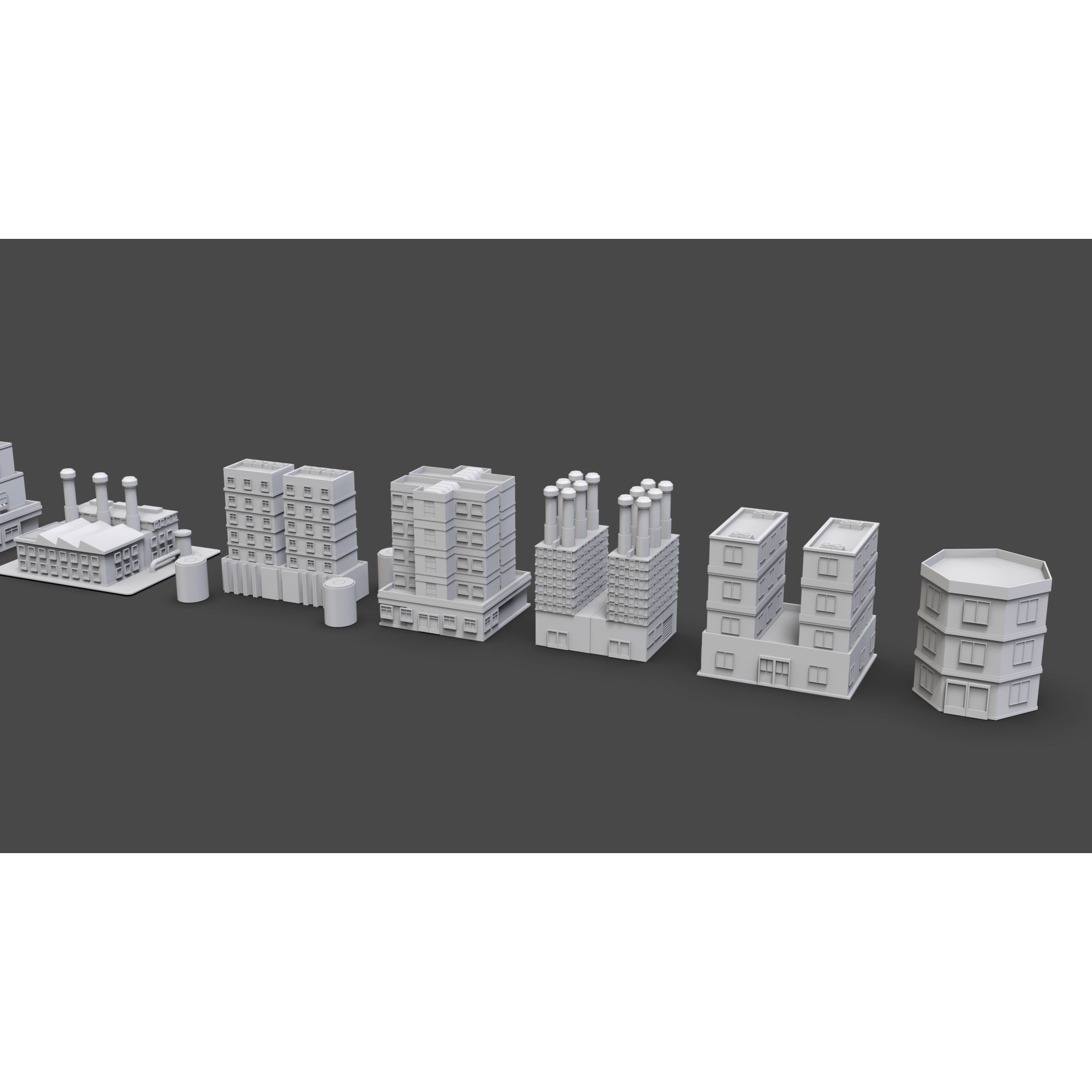 Low Poly City Buildings Pack - Low-Poly Game-Ready 3D Model - View 19