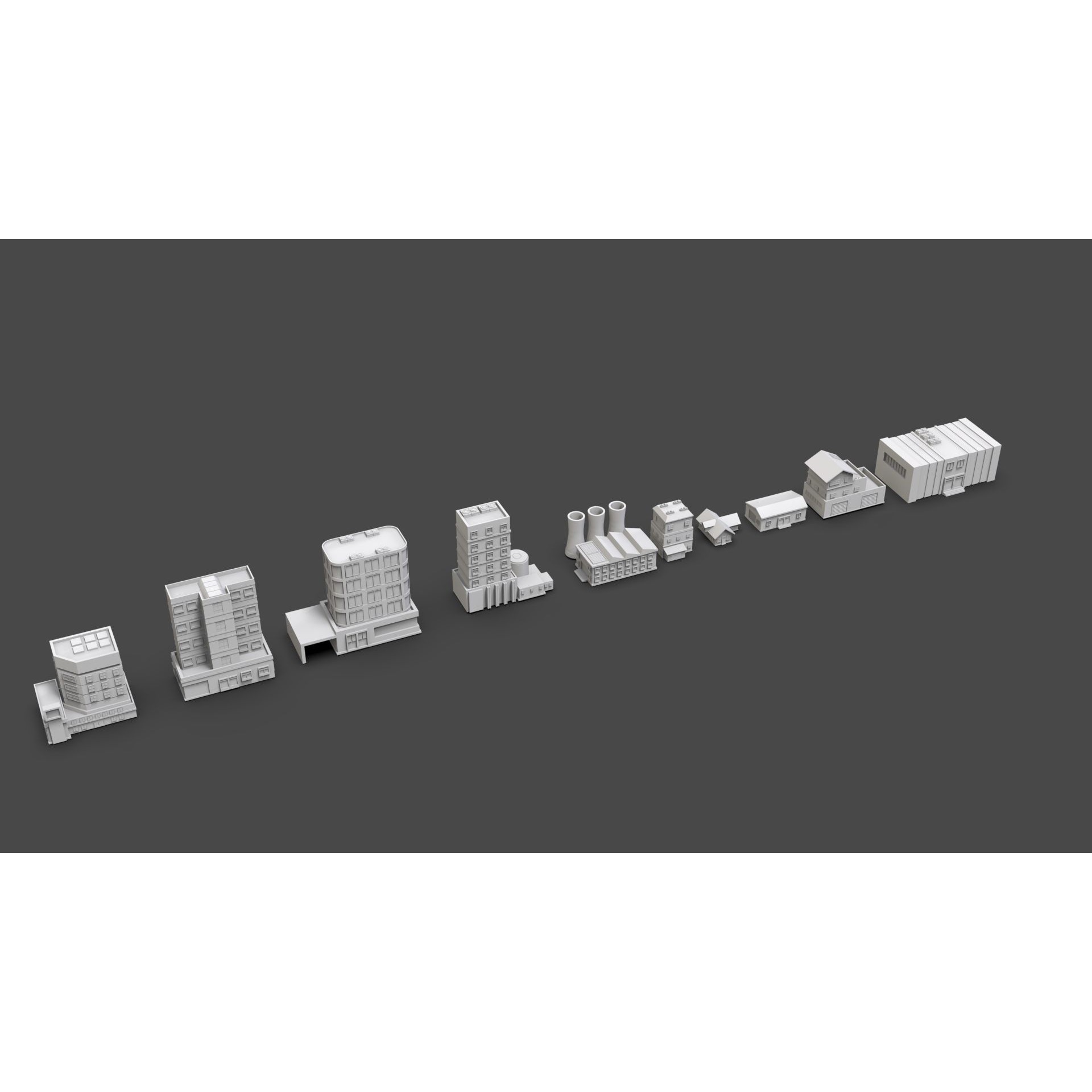 Low Poly City Buildings Pack - Low-Poly Game-Ready 3D Model - View 21