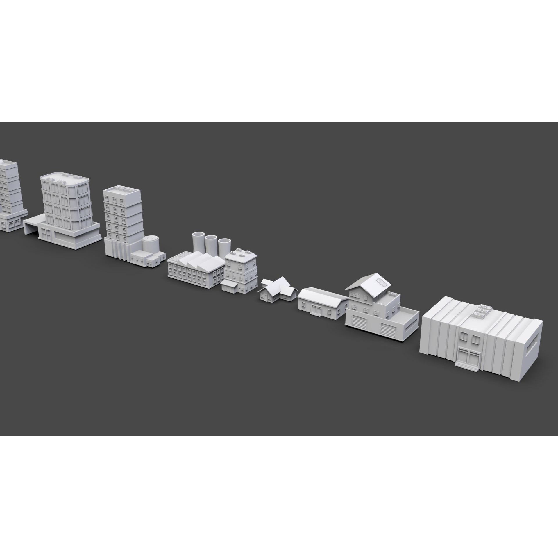 Low Poly City Buildings Pack - Low-Poly Game-Ready 3D Model - View 24