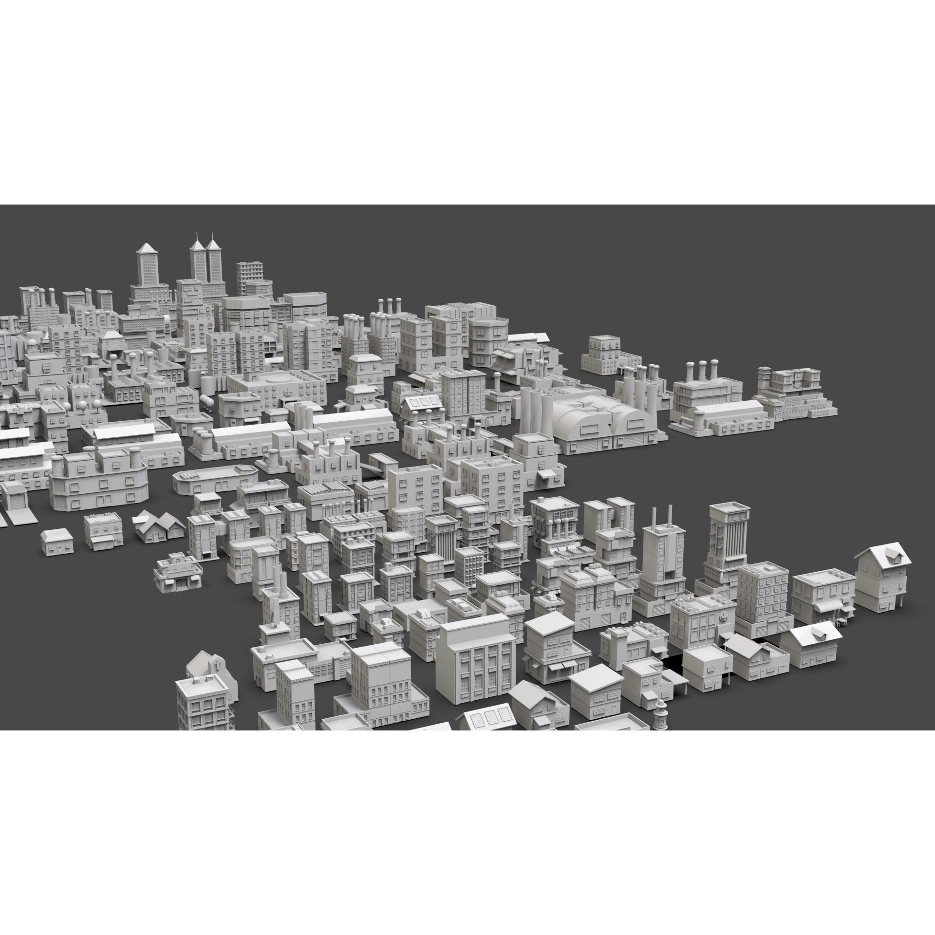 Low Poly City Buildings Pack - Low-Poly Game-Ready 3D Model - View 36