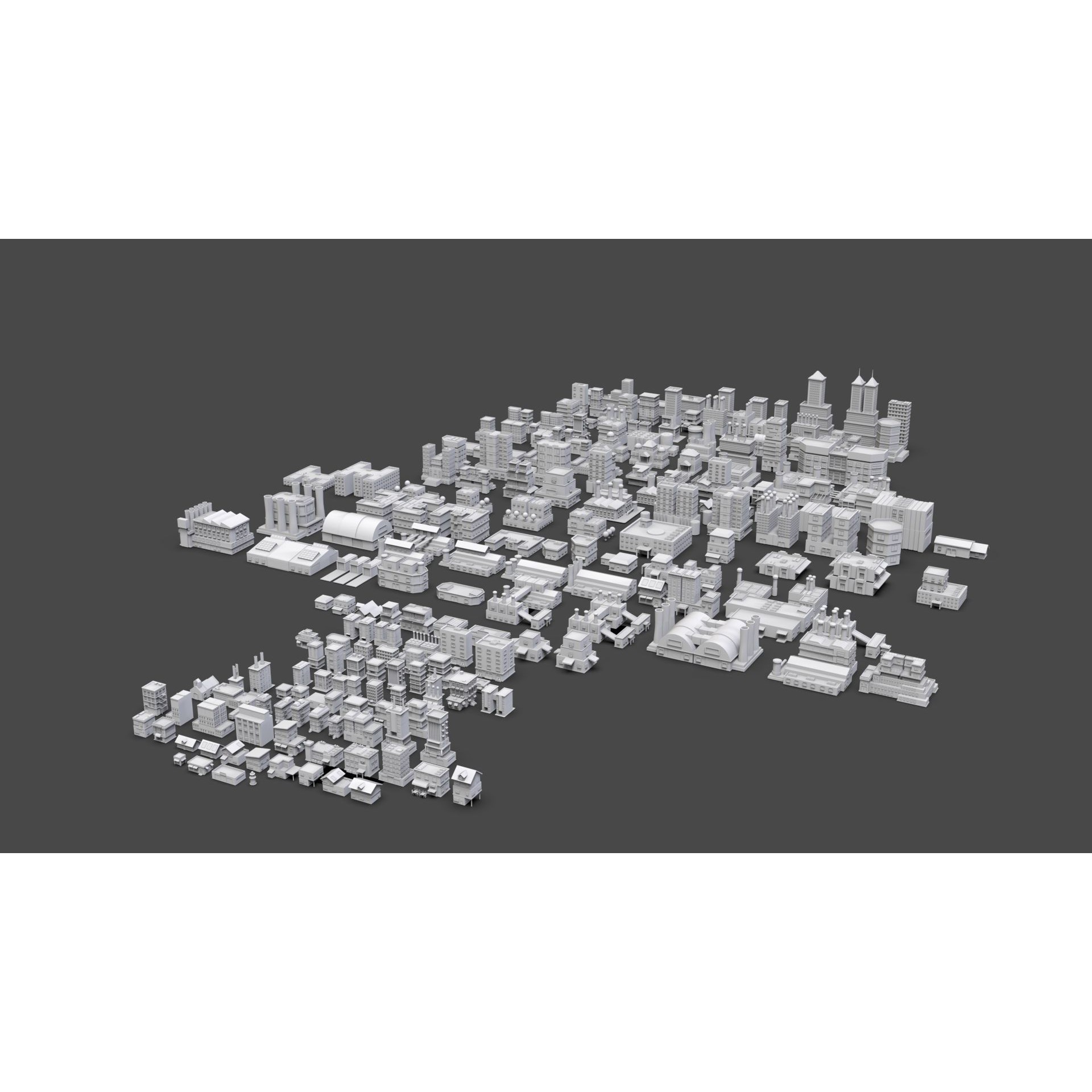 Low Poly City Buildings Pack - Low-Poly Game-Ready 3D Model - View 4
