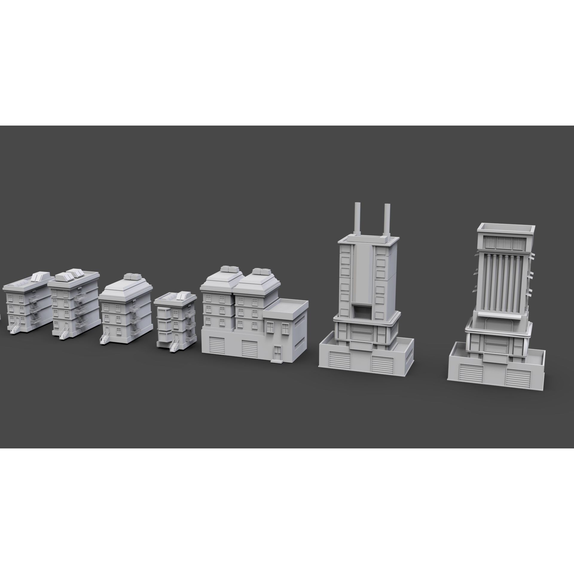 Low Poly City Buildings Pack - Low-Poly Game-Ready 3D Model - View 40