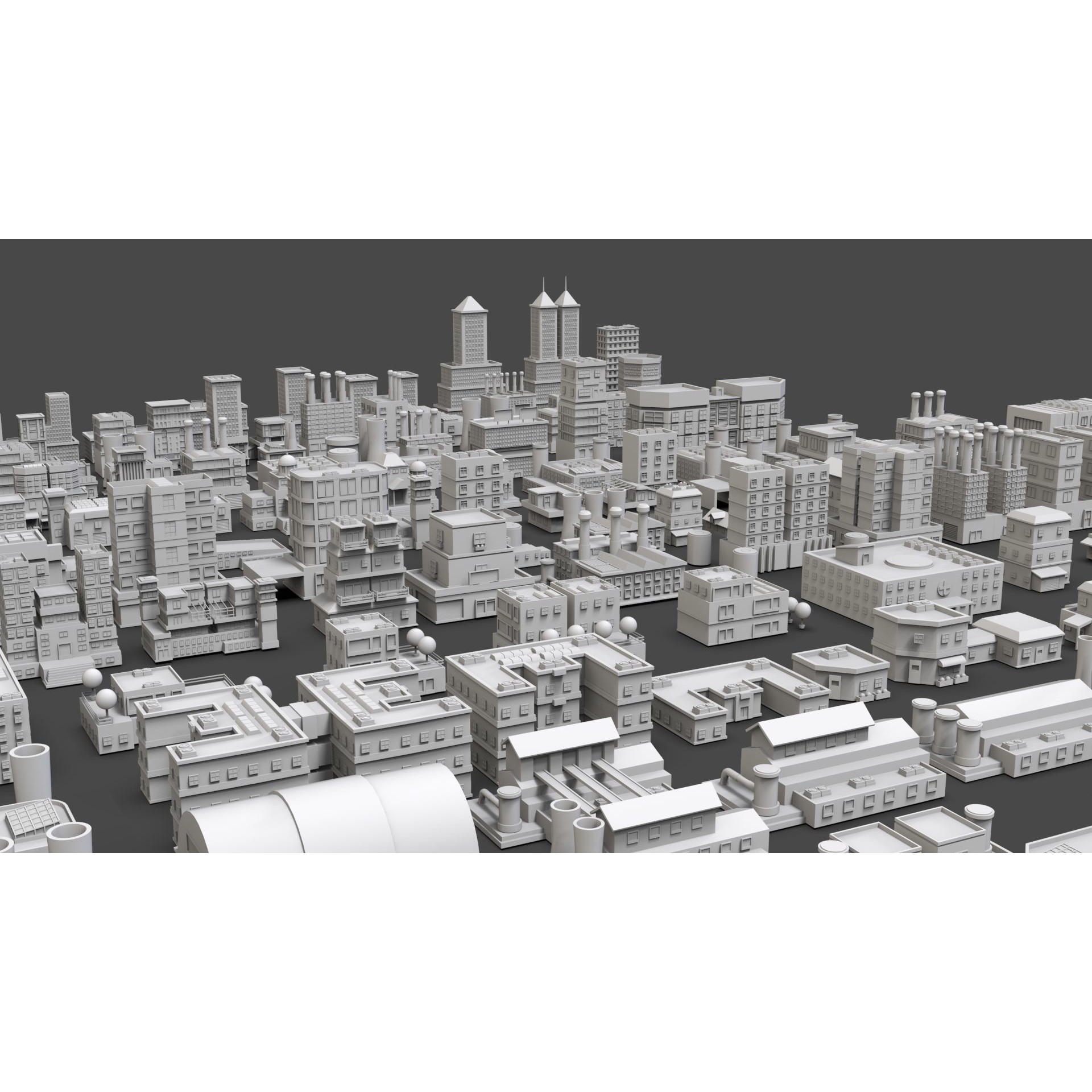 Low Poly City Buildings Pack - Low-Poly Game-Ready 3D Model - View 47