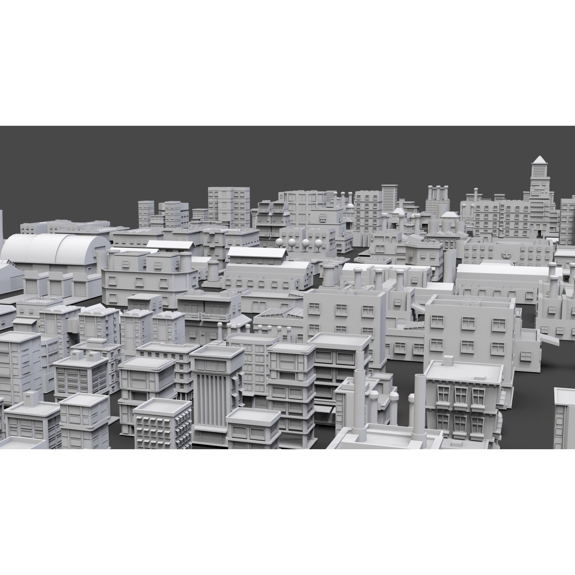 Low Poly City Buildings Pack - Low-Poly Game-Ready 3D Model - View 5