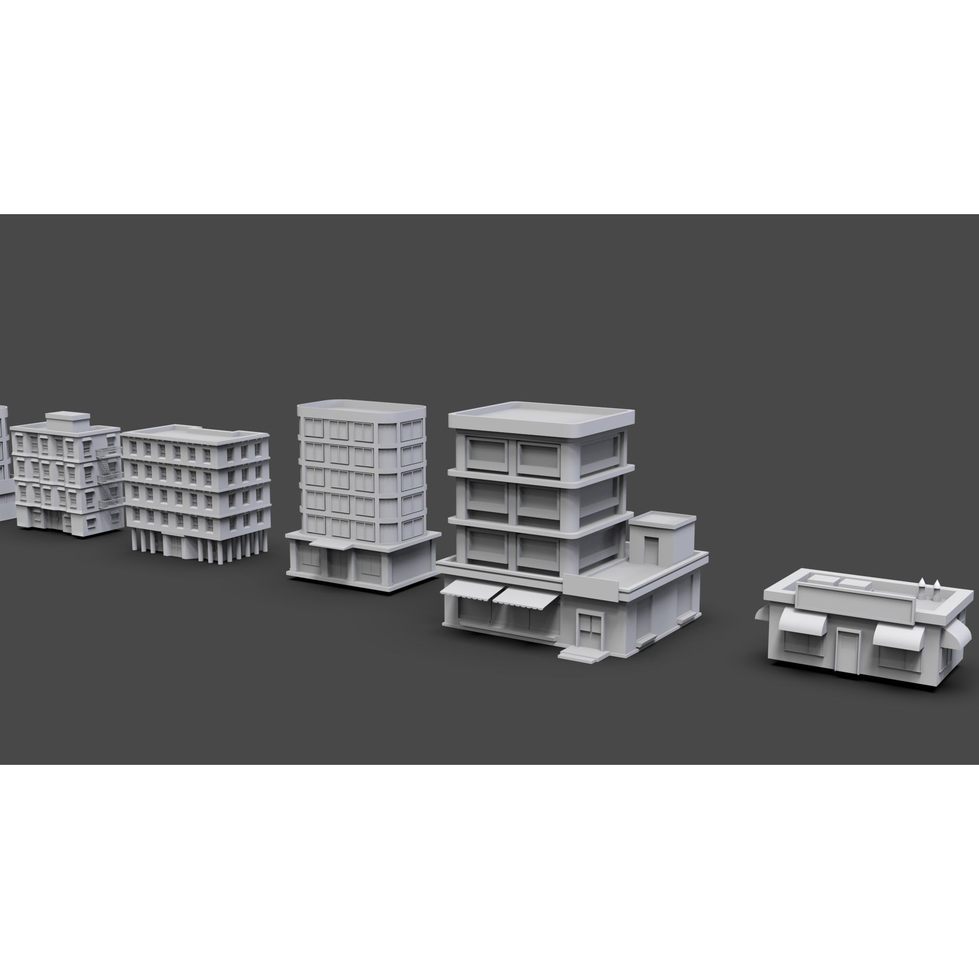 Low Poly City Buildings Pack - Low-Poly Game-Ready 3D Model - View 56