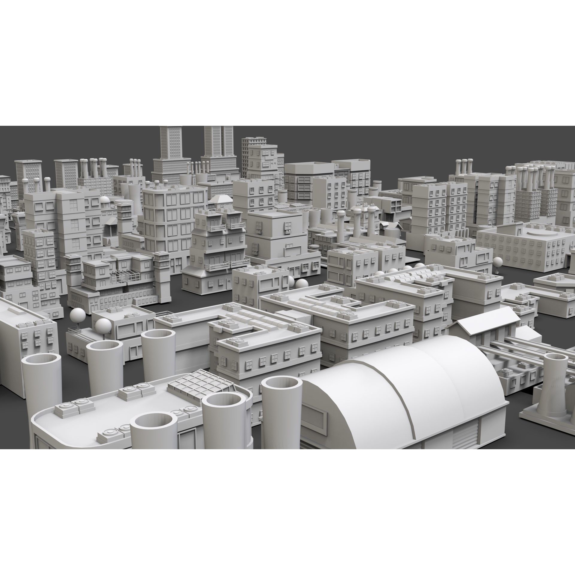 Low Poly City Buildings Pack - Low-Poly Game-Ready 3D Model - View 6