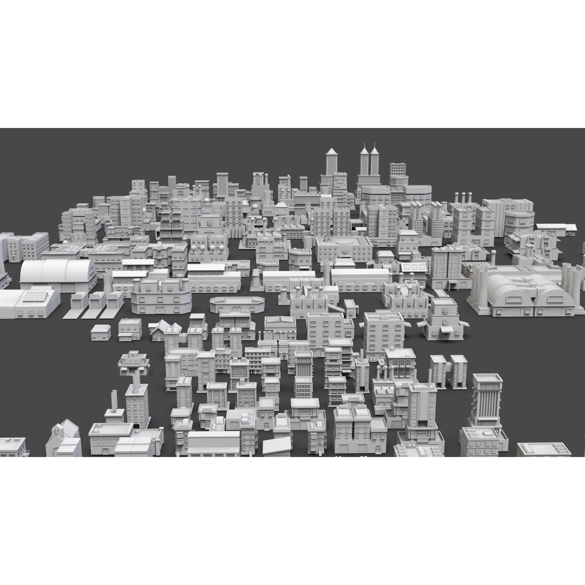 Low Poly City Buildings Pack - Low-Poly Game-Ready 3D Model - View 64