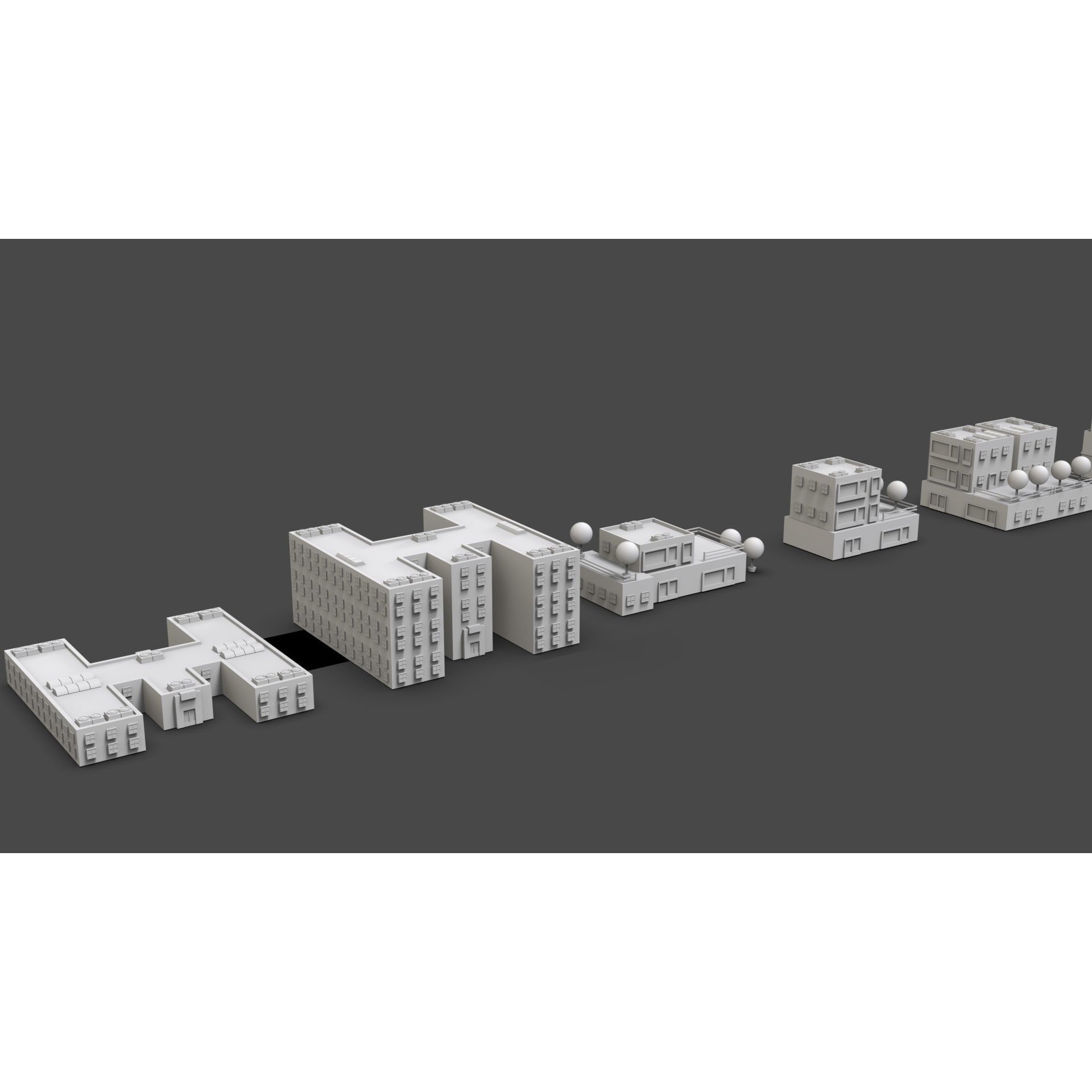Low Poly City Buildings Pack - Low-Poly Game-Ready 3D Model - View 7