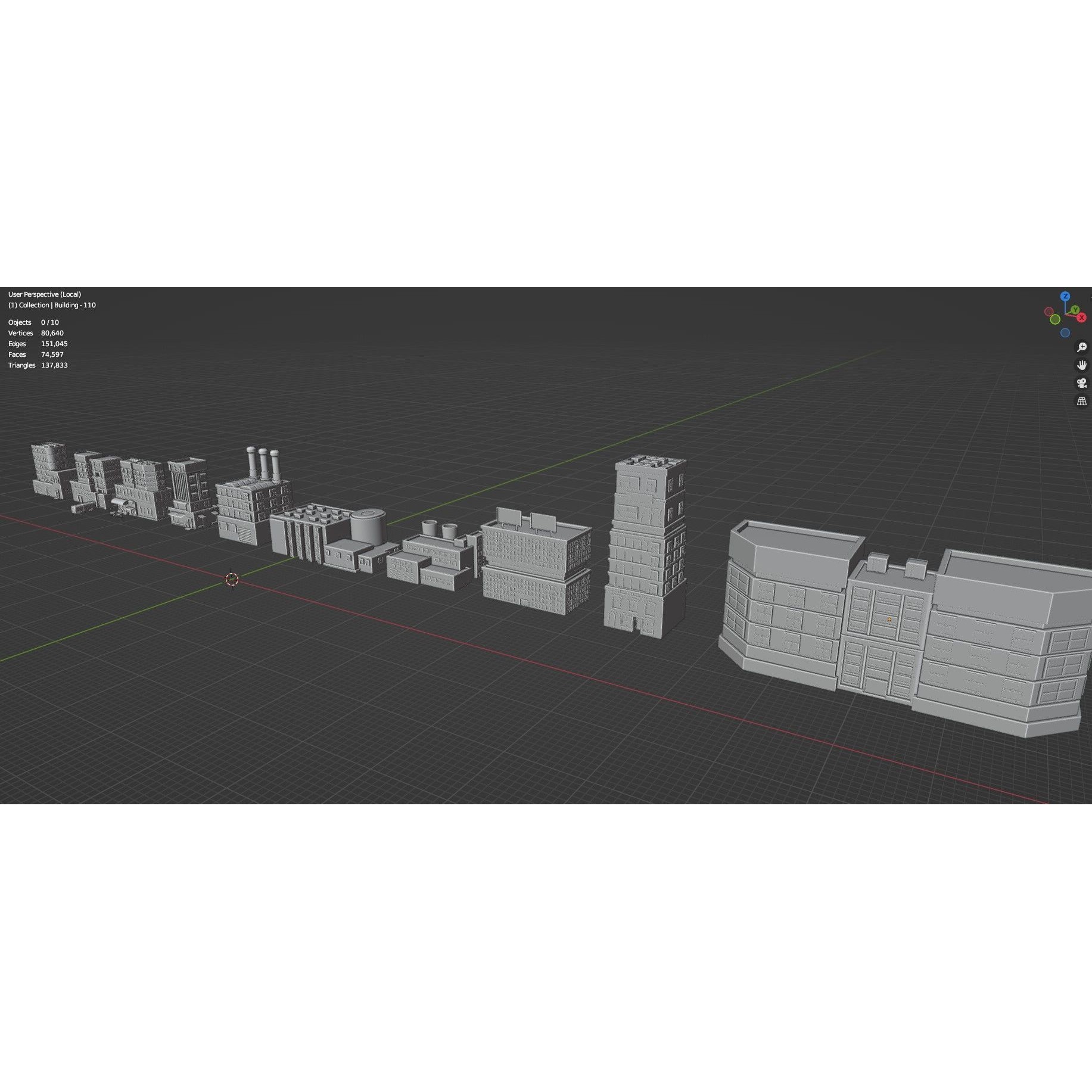 Low Poly City Buildings Pack - Low-Poly Game-Ready 3D Model - View 71