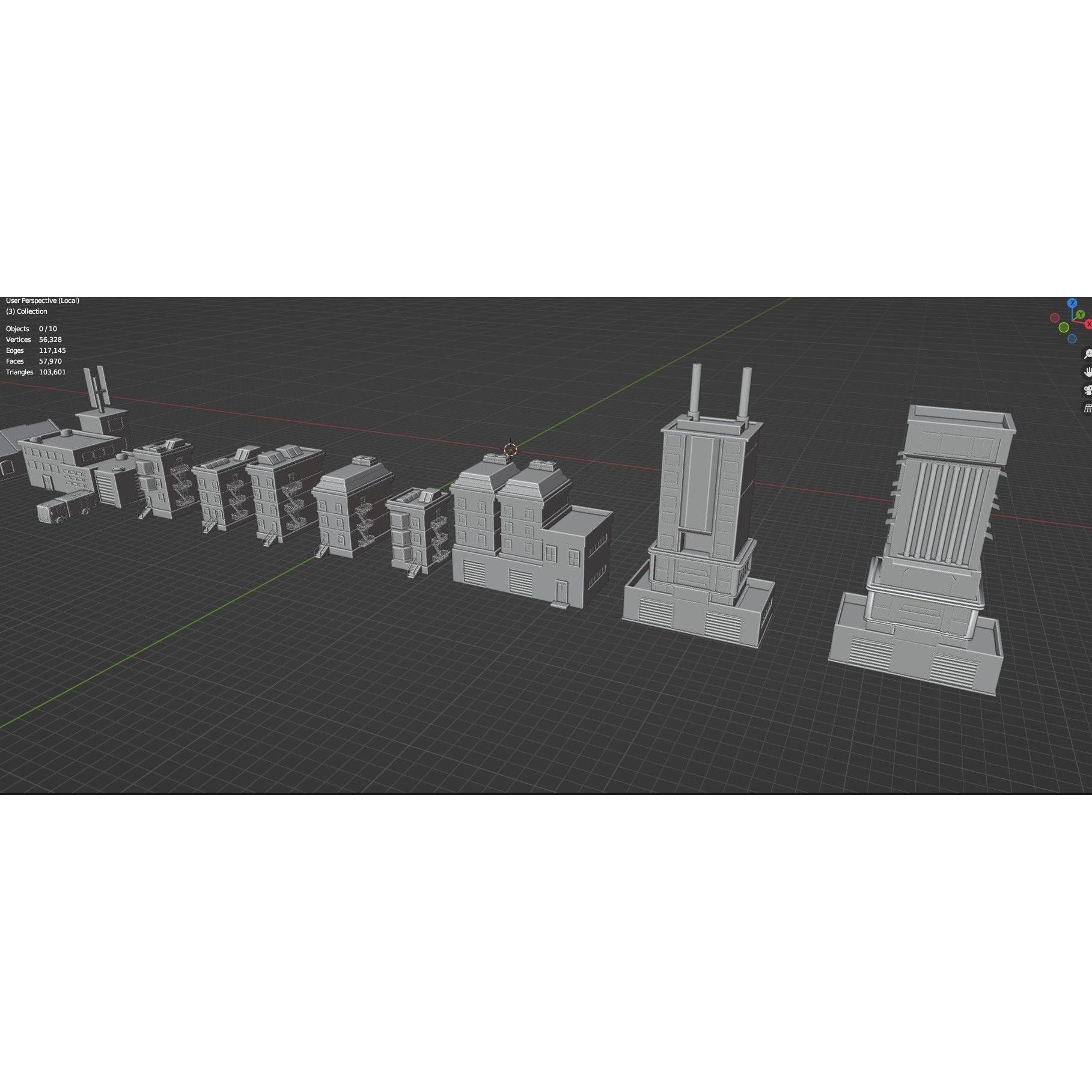 Low Poly City Buildings Pack - Low-Poly Game-Ready 3D Model - View 73