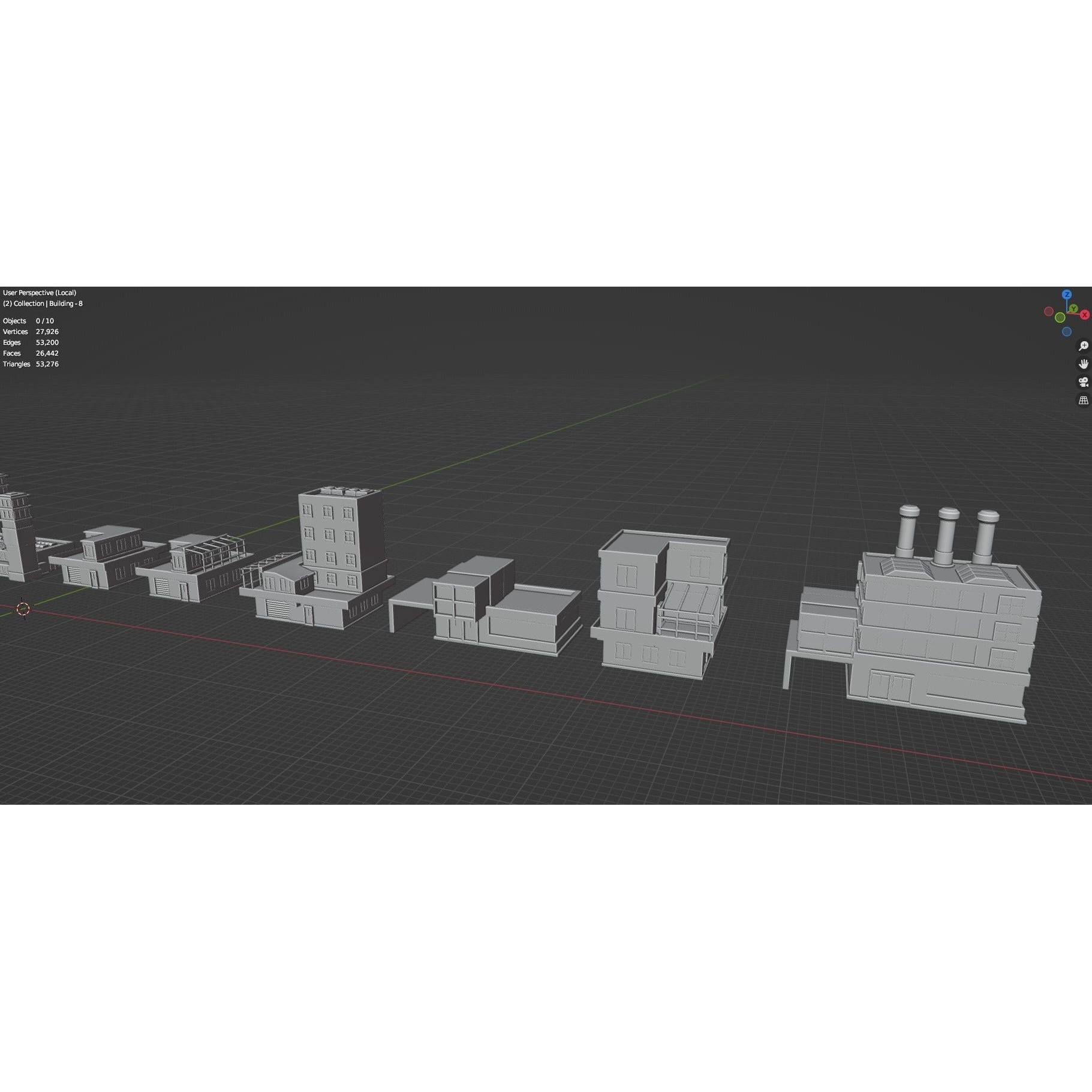 Low Poly City Buildings Pack - Low-Poly Game-Ready 3D Model - View 79