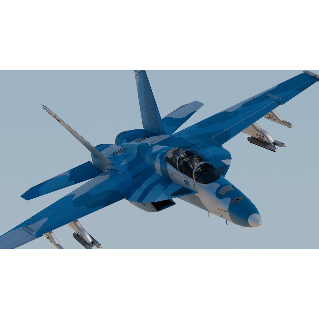 Boeing FA-18EF Super Hornet 3D Model – High Poly PBR Game Asset, FBX - View 4