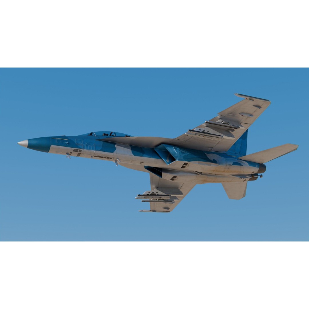 Boeing FA-18EF Super Hornet 3D Model – High Poly PBR Game Asset, FBX - View 9