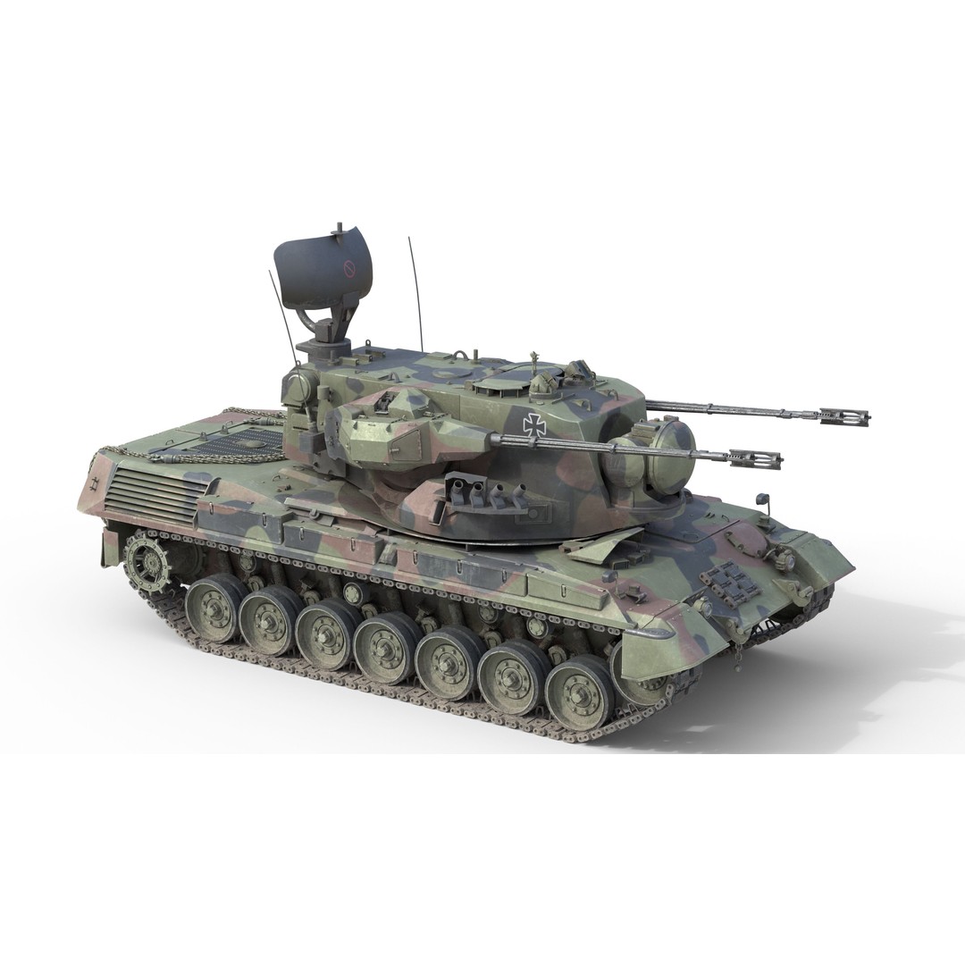 Flakpanzer Gepard 1A2 3D Model – Low Poly Military Vehicle, FBX, Blender - View 10