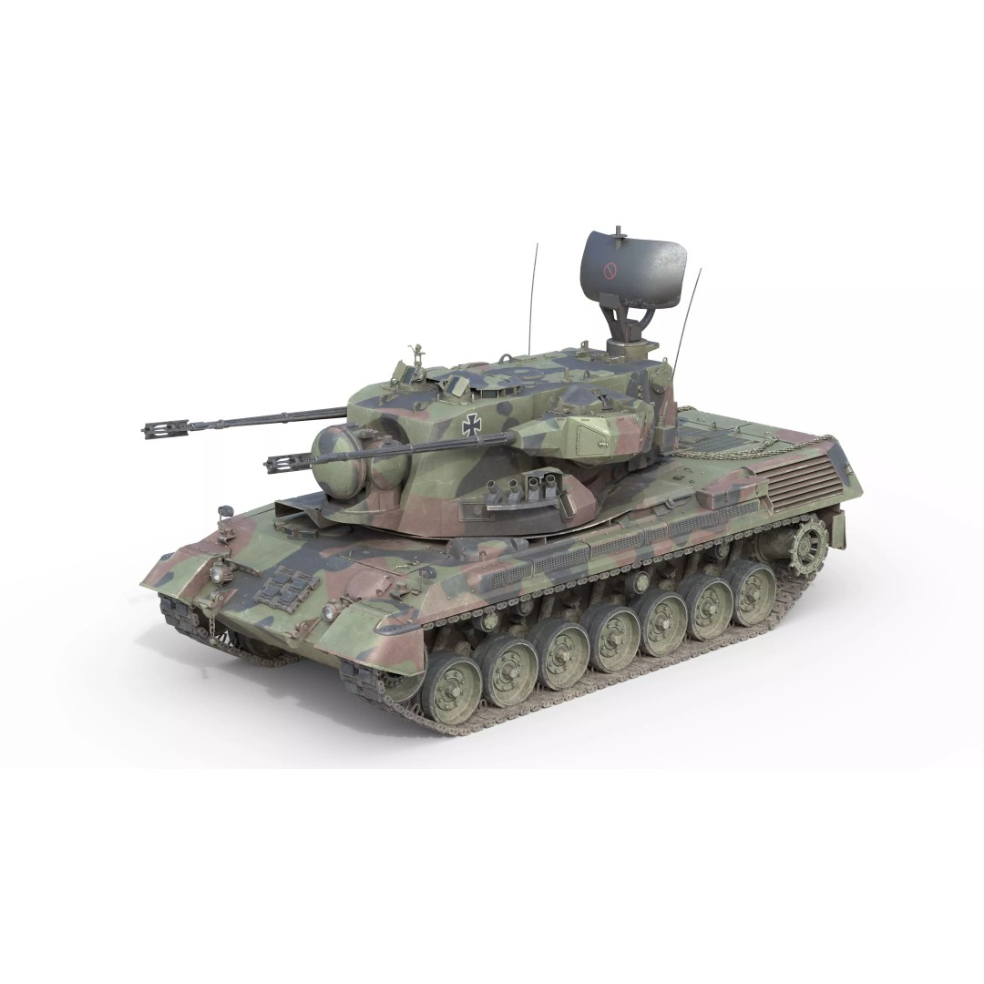 Flakpanzer Gepard 1A2 3D Model – Low Poly Military Vehicle, FBX, Blender - View 2
