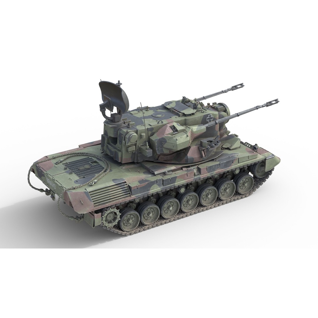 Flakpanzer Gepard 1A2 3D Model – Low Poly Military Vehicle, FBX, Blender - View 3