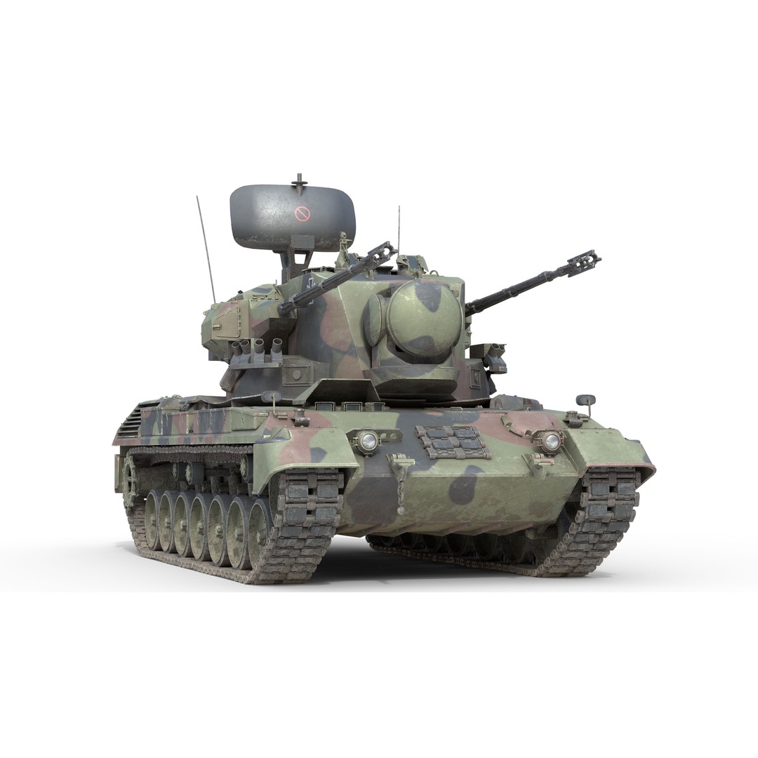 Flakpanzer Gepard 1A2 3D Model – Low Poly Military Vehicle, FBX, Blender - View 4