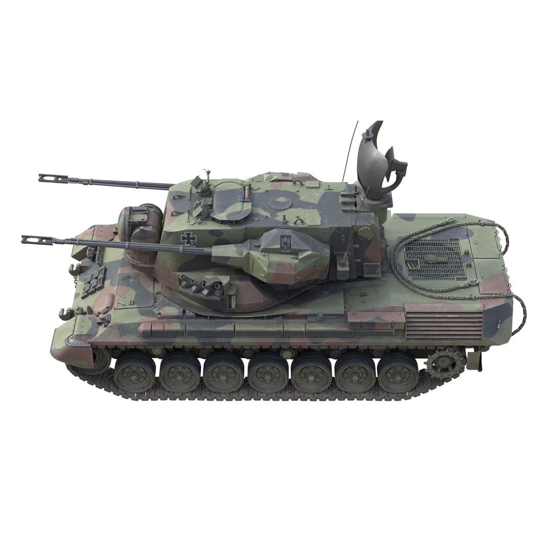 Flakpanzer Gepard 1A2 3D Model – Low Poly Military Vehicle, FBX, Blender - View 5