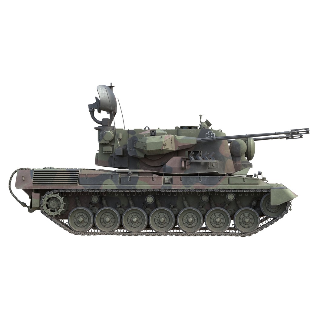 Flakpanzer Gepard 1A2 3D Model – Low Poly Military Vehicle, FBX, Blender - View 6