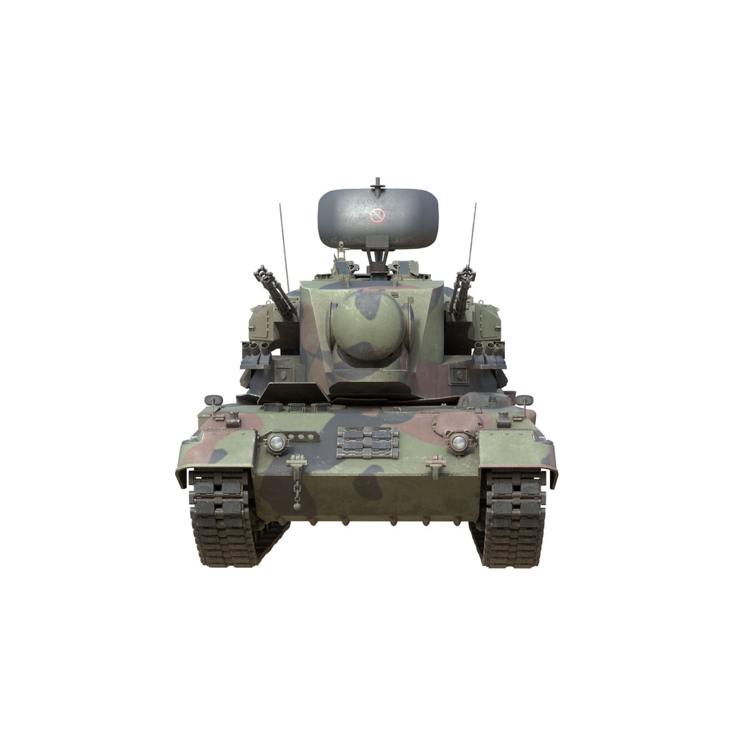 Flakpanzer Gepard 1A2 3D Model – Low Poly Military Vehicle, FBX, Blender - View 7