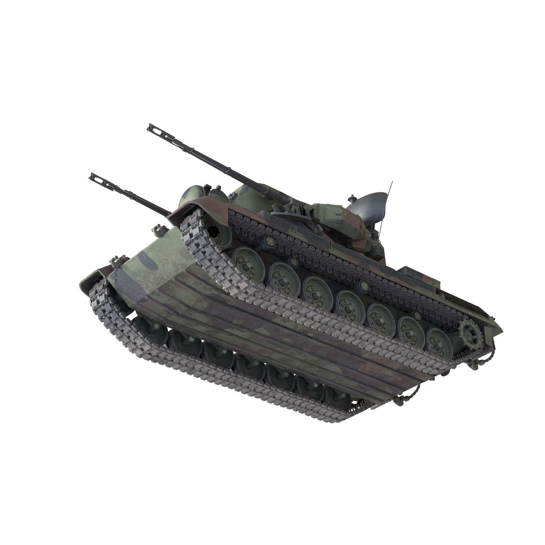 Flakpanzer Gepard 1A2 3D Model – Low Poly Military Vehicle, FBX, Blender - View 9
