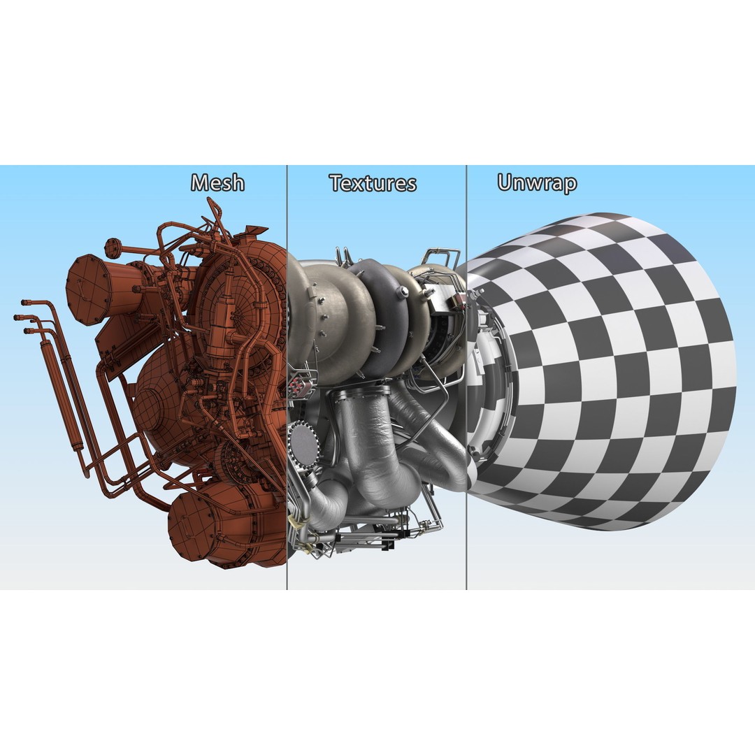 BE-4 Rocket Engine 3D Model – High Poly Space Propulsion Asset, FBX, OBJ - View 22