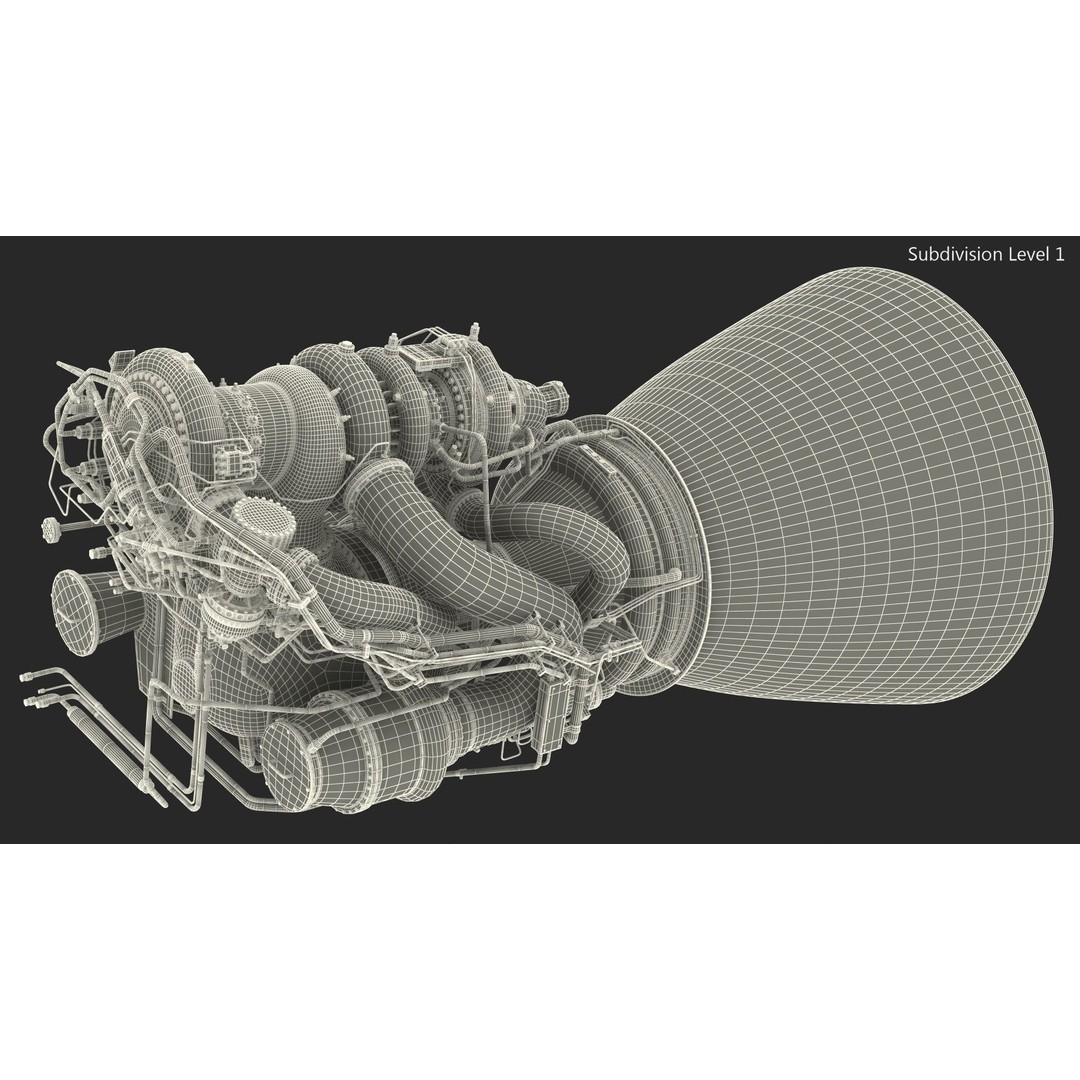 BE-4 Rocket Engine 3D Model – High Poly Space Propulsion Asset, FBX, OBJ - View 24