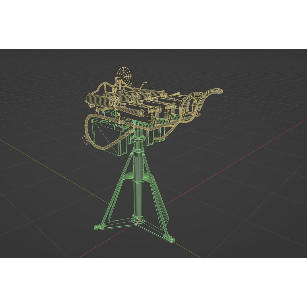 Maxim Anti Aircraft Machine Gun 3D Model – Low Poly Game Asset, FBX, OBJ - View 19