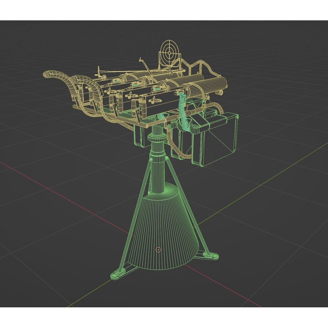 Maxim Anti Aircraft Machine Gun 3D Model – Low Poly Game Asset, FBX, OBJ - View 20