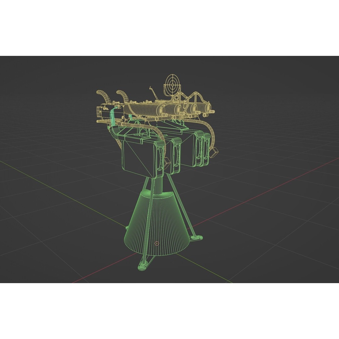 Maxim Anti Aircraft Machine Gun 3D Model – Low Poly Game Asset, FBX, OBJ - View 21