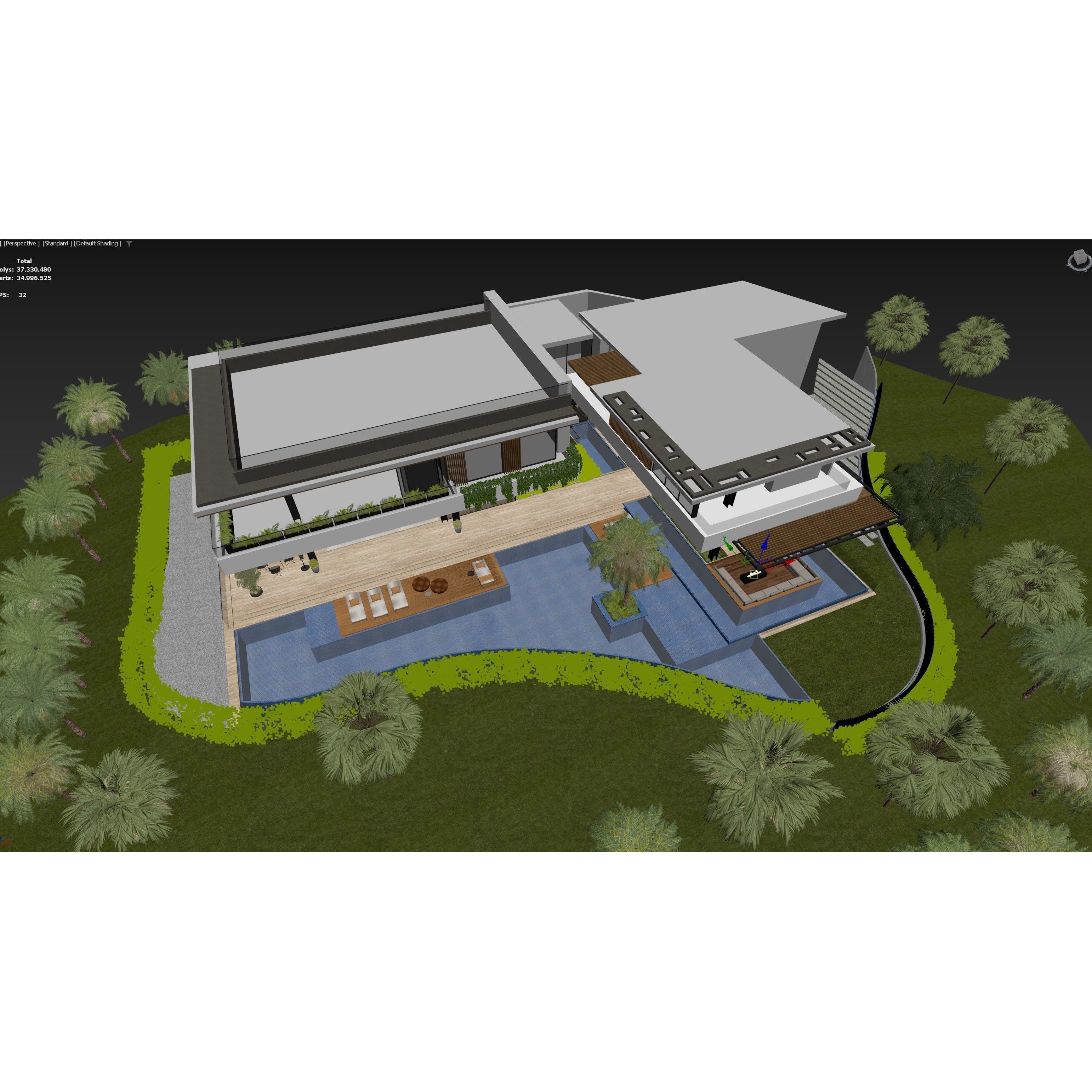 Hillside Villa House - Architectural 3D Model