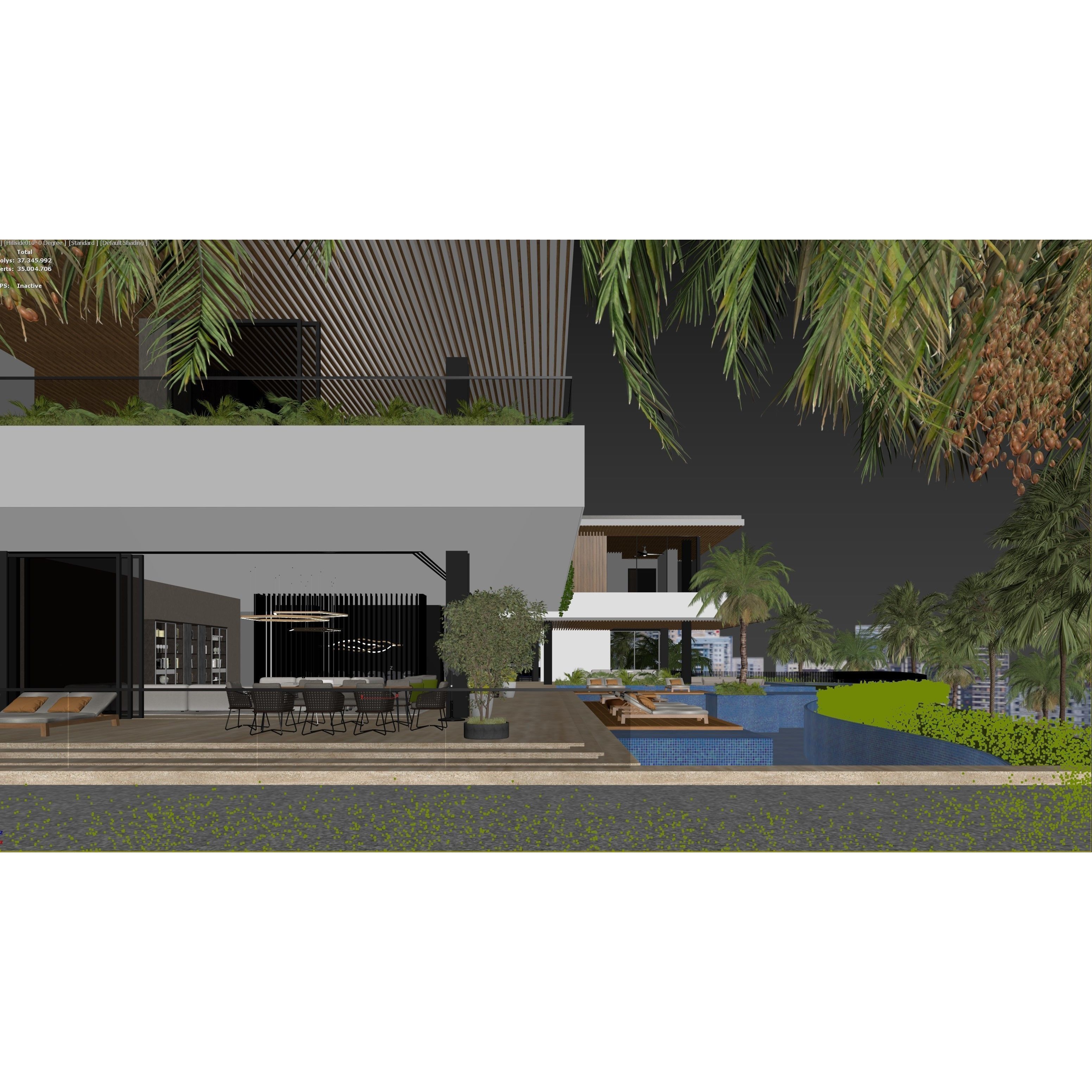 Hillside Villa House - Architectural 3D Model - View 12