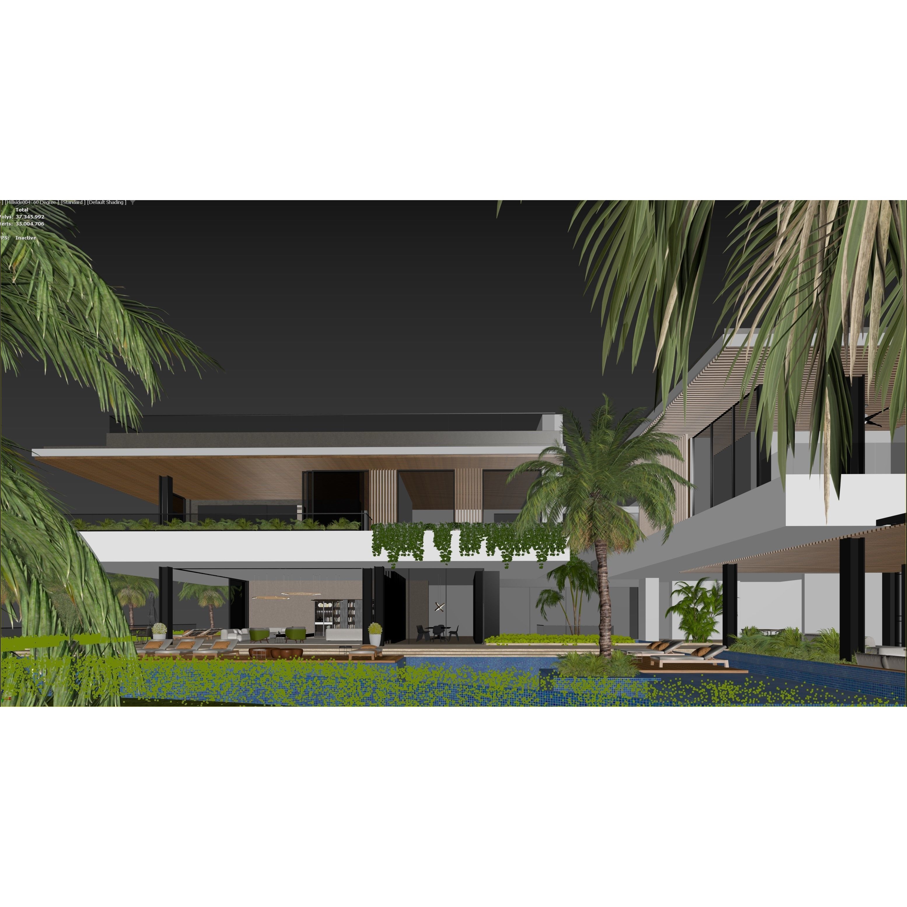 Hillside Villa House - Architectural 3D Model - View 13