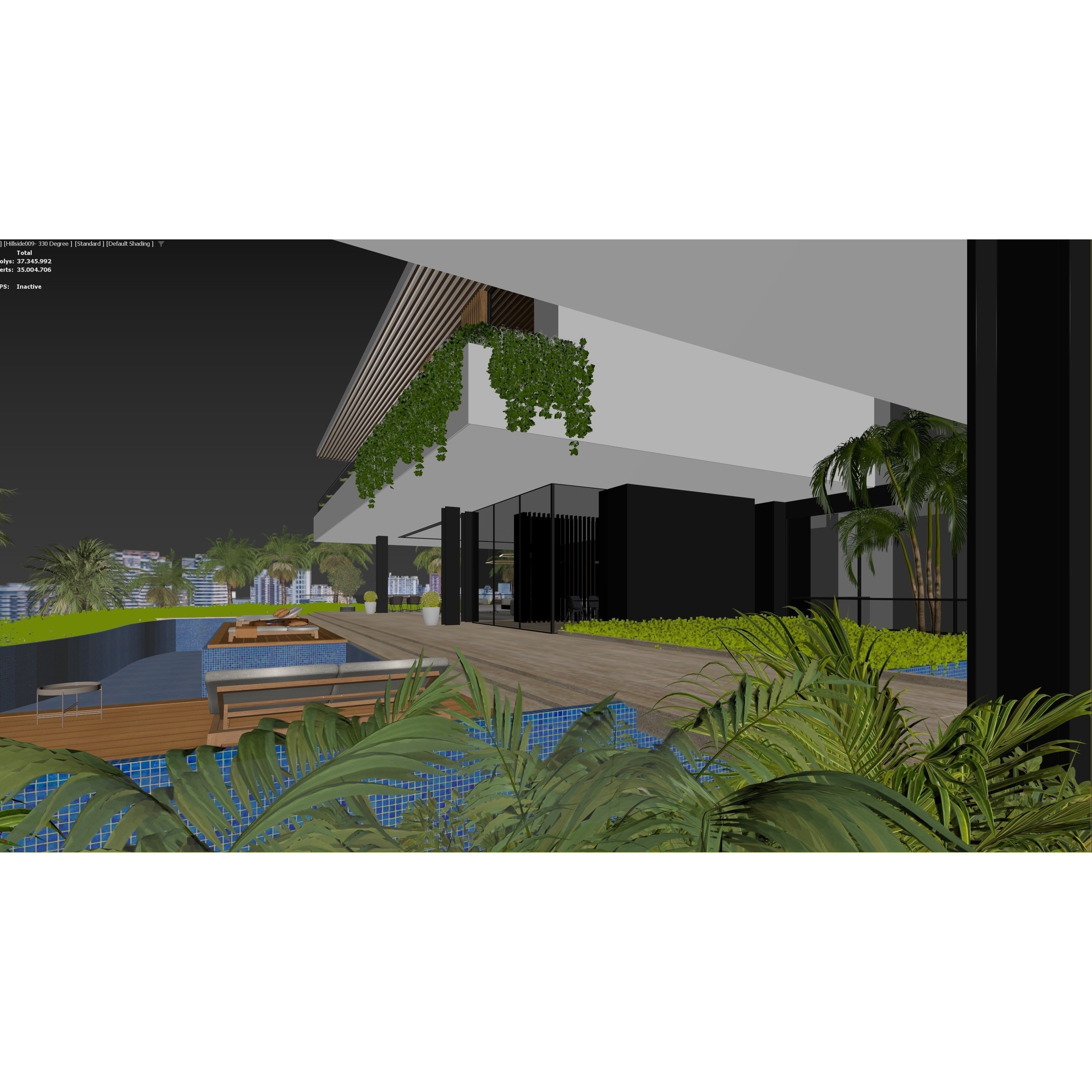 Hillside Villa House - Architectural 3D Model - View 14