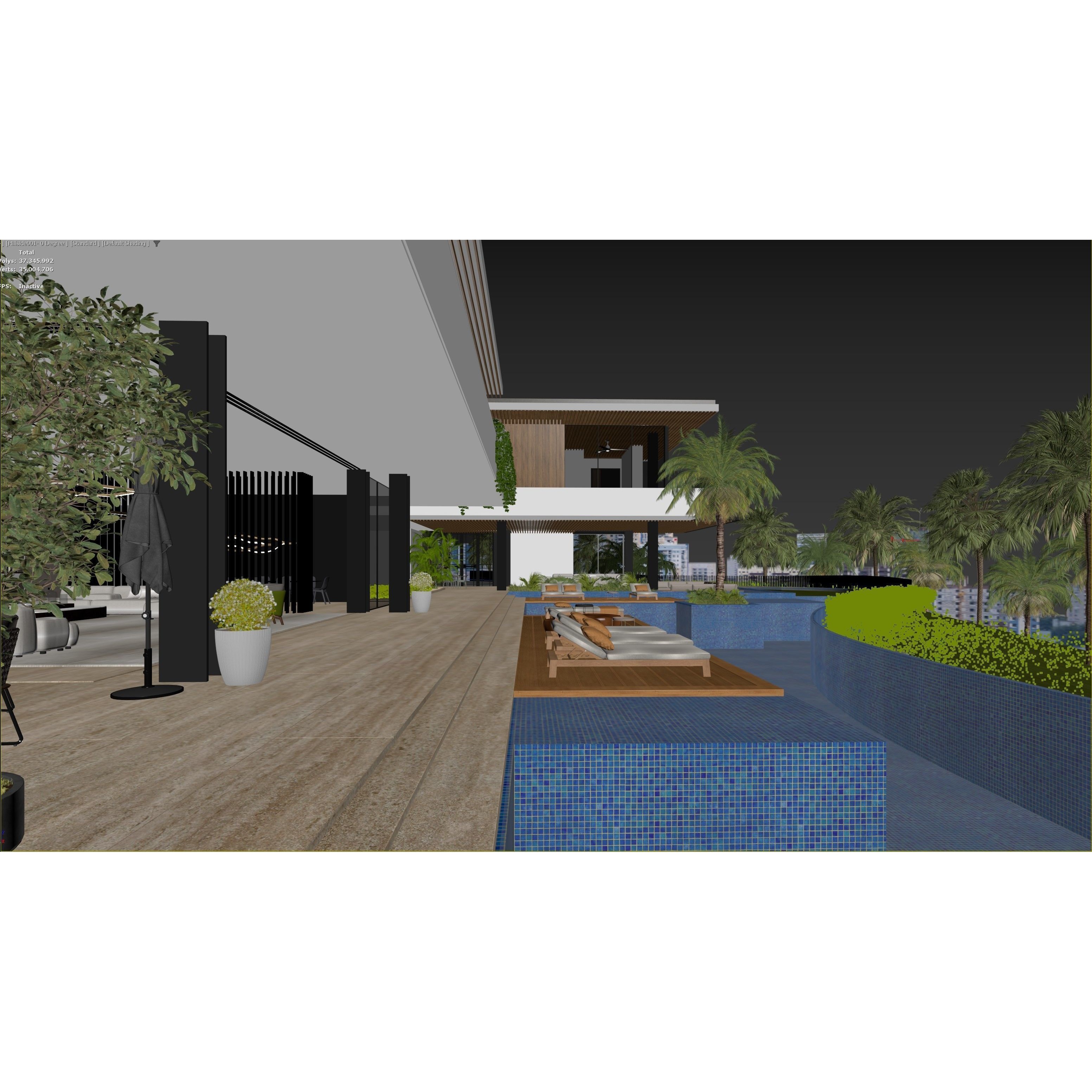Hillside Villa House - Architectural 3D Model - View 15