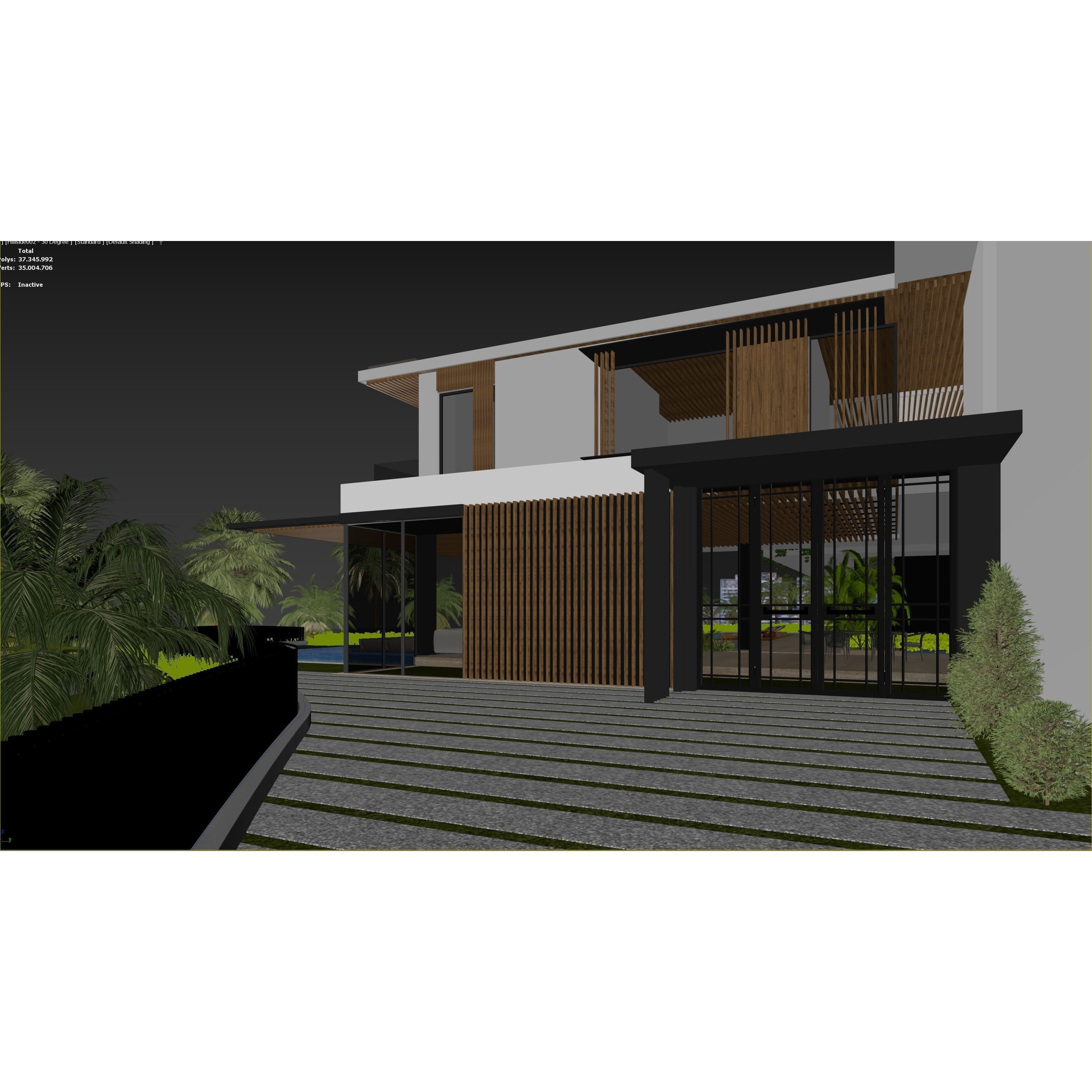 Hillside Villa House - Architectural 3D Model - View 19