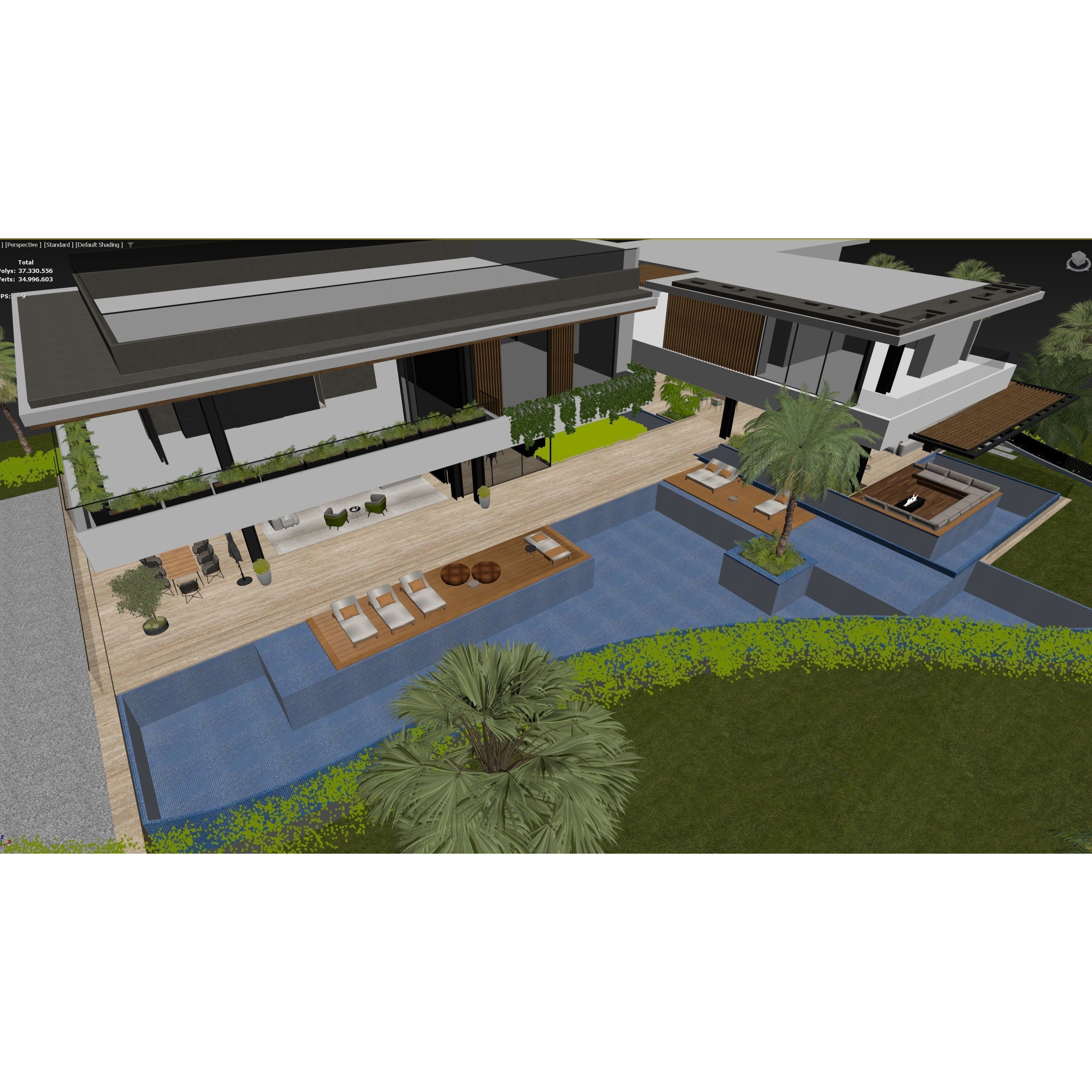 Hillside Villa House - Architectural 3D Model - View 21