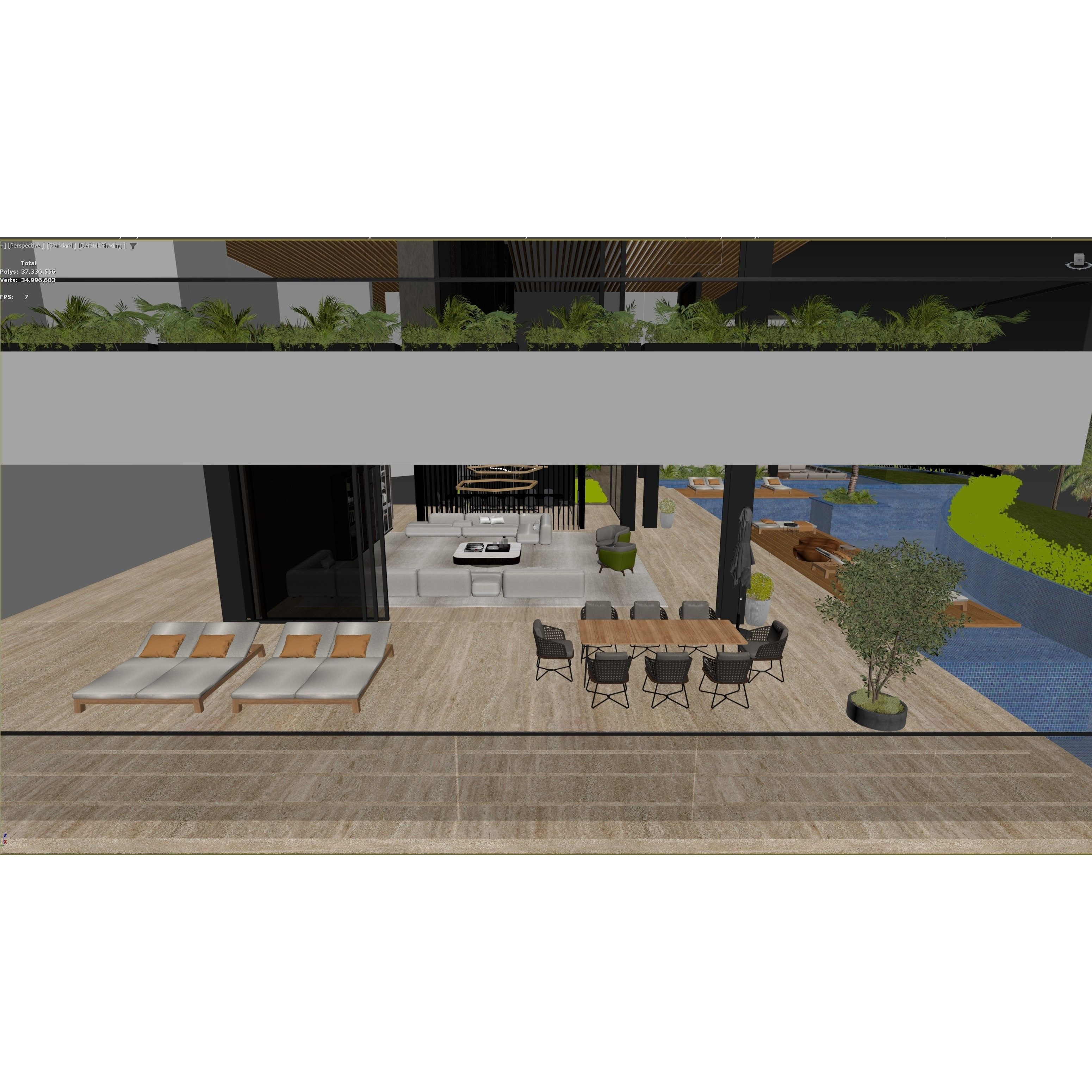 Hillside Villa House - Architectural 3D Model - View 22