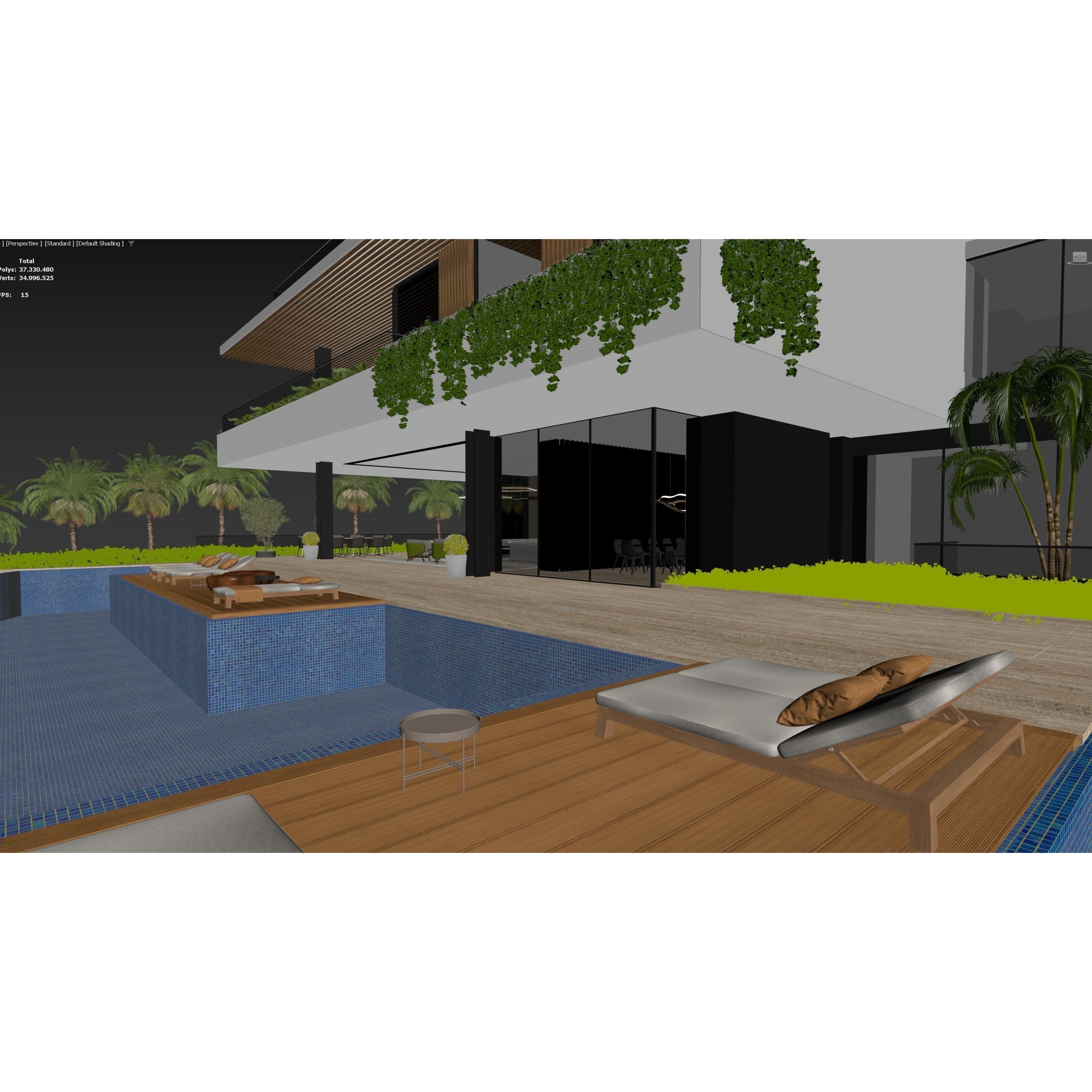 Hillside Villa House - Architectural 3D Model - View 24