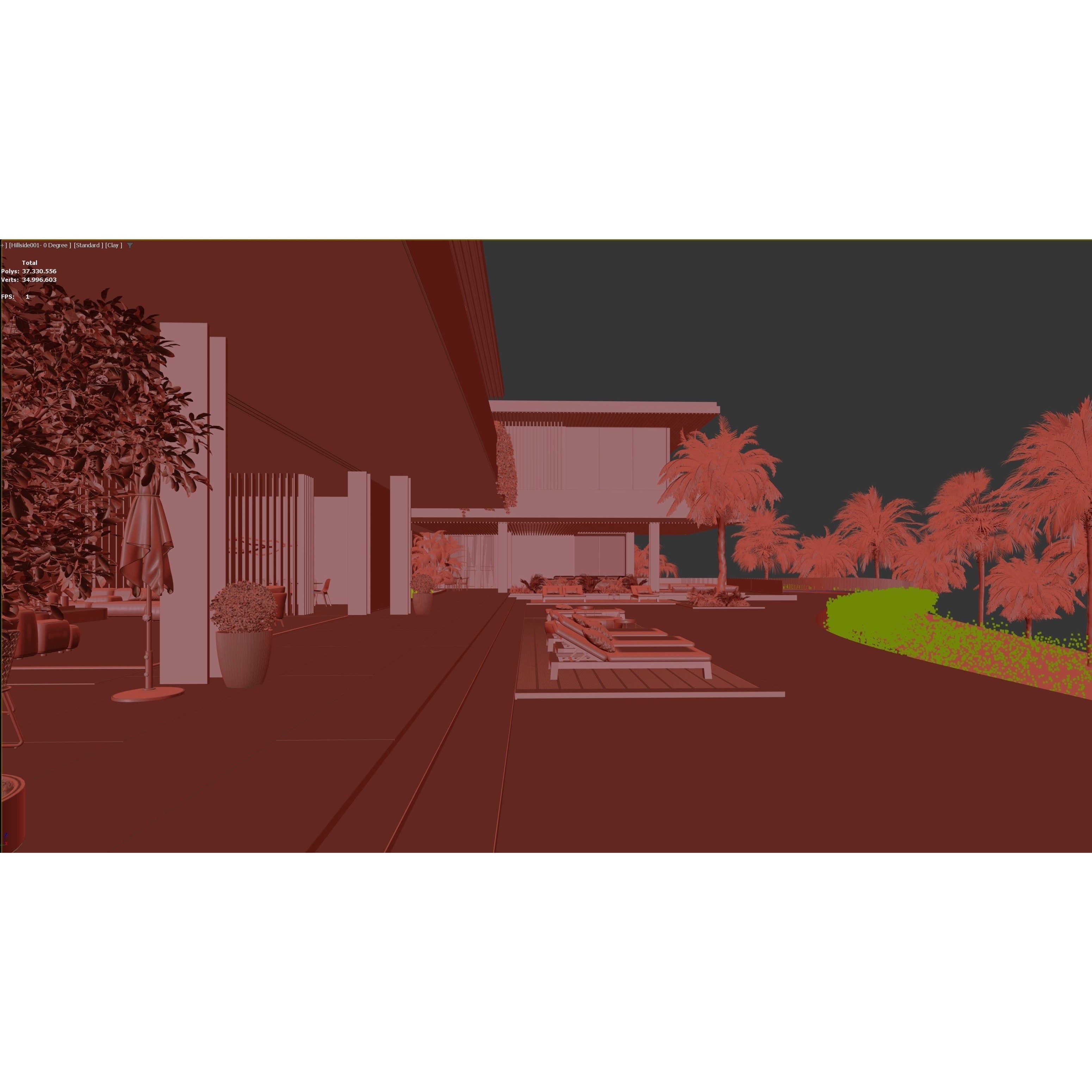 Hillside Villa House - Architectural 3D Model - View 26
