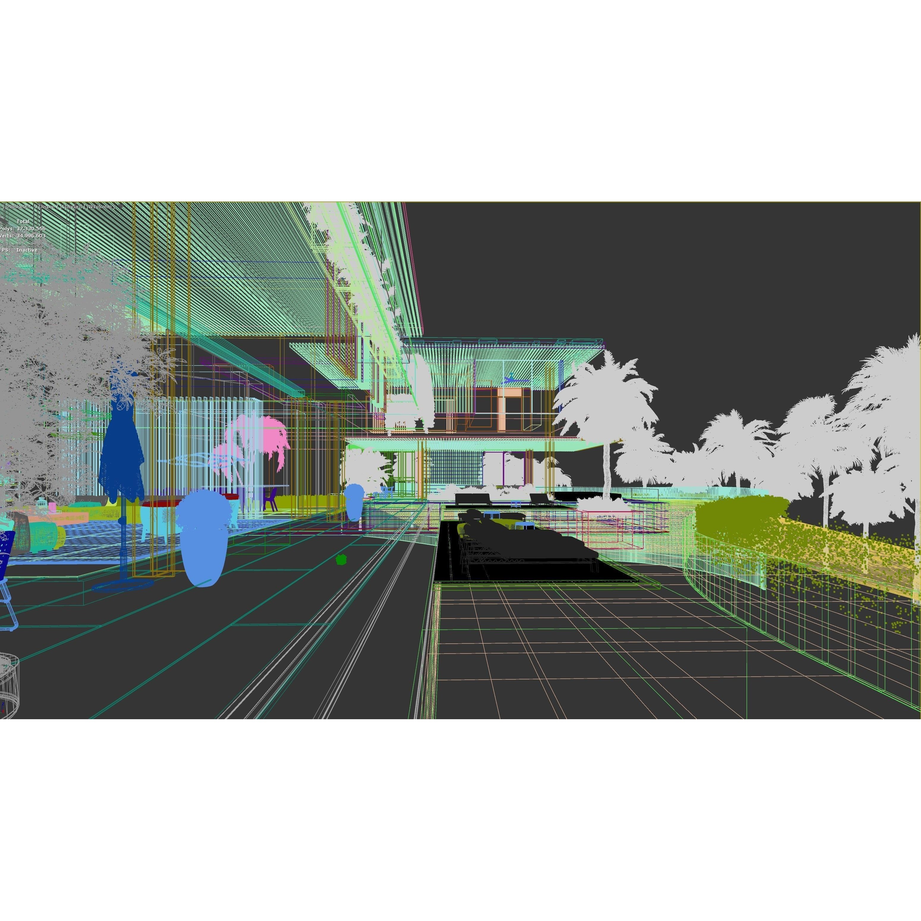 Hillside Villa House - Architectural 3D Model - View 27