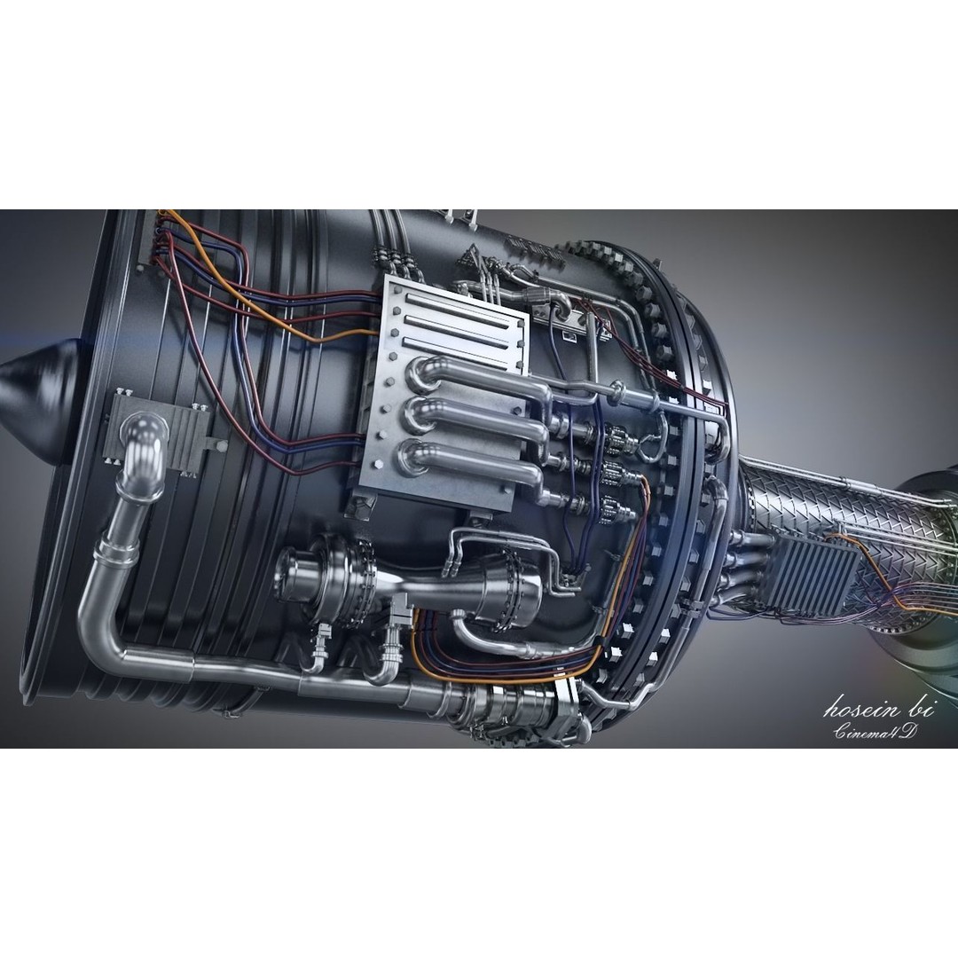 Jet Engine 3D Model – High Poly Aircraft Part, FBX & OBJ Formats - View 11