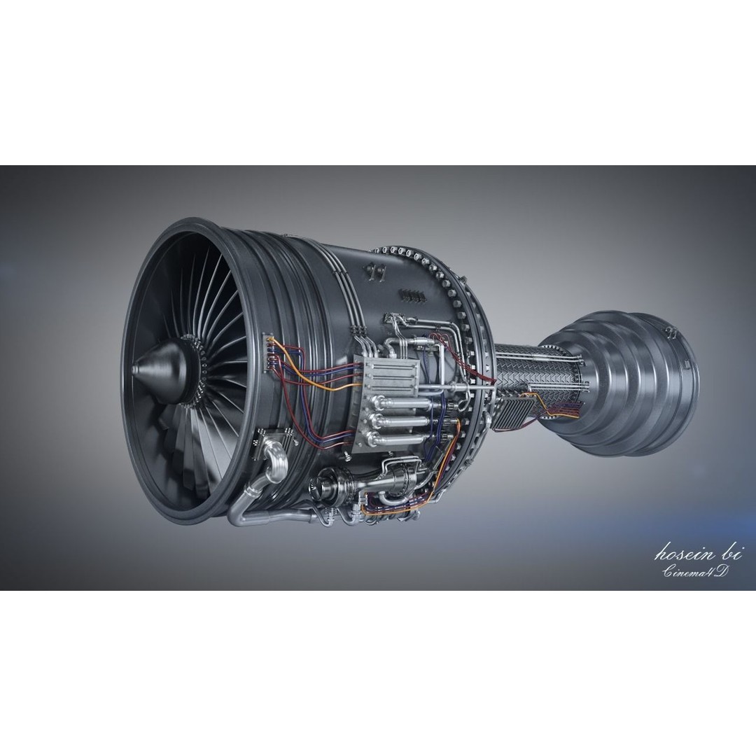 Jet Engine 3D Model – High Poly Aircraft Part, FBX & OBJ Formats - View 12