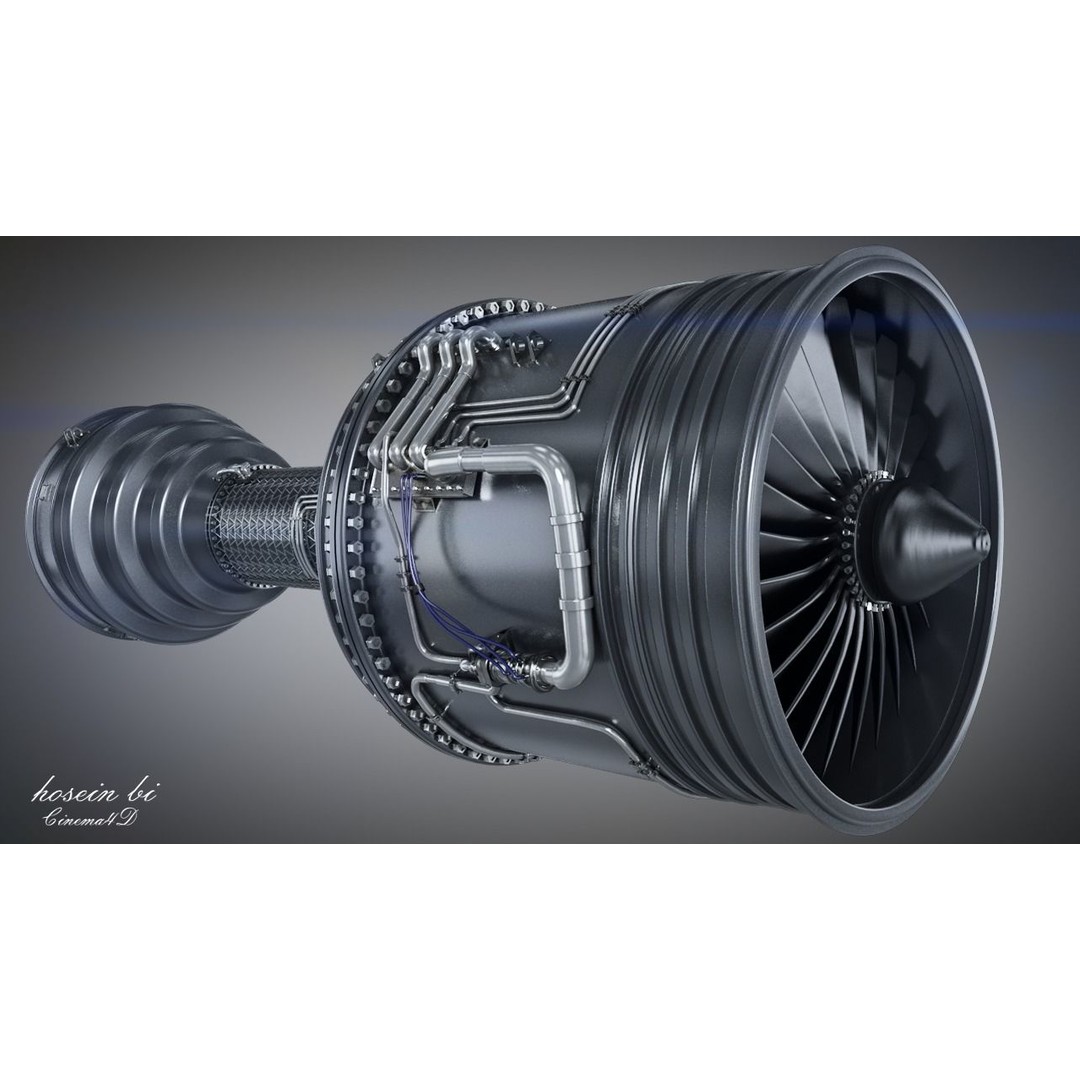 Jet Engine 3D Model – High Poly Aircraft Part, FBX & OBJ Formats - View 13