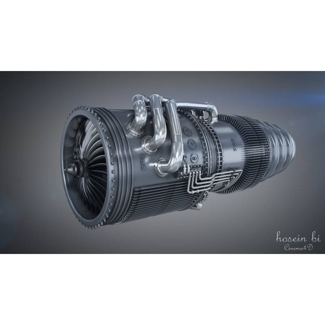 Jet Engine 3D Model – High Poly Aircraft Part, FBX & OBJ Formats - View 14