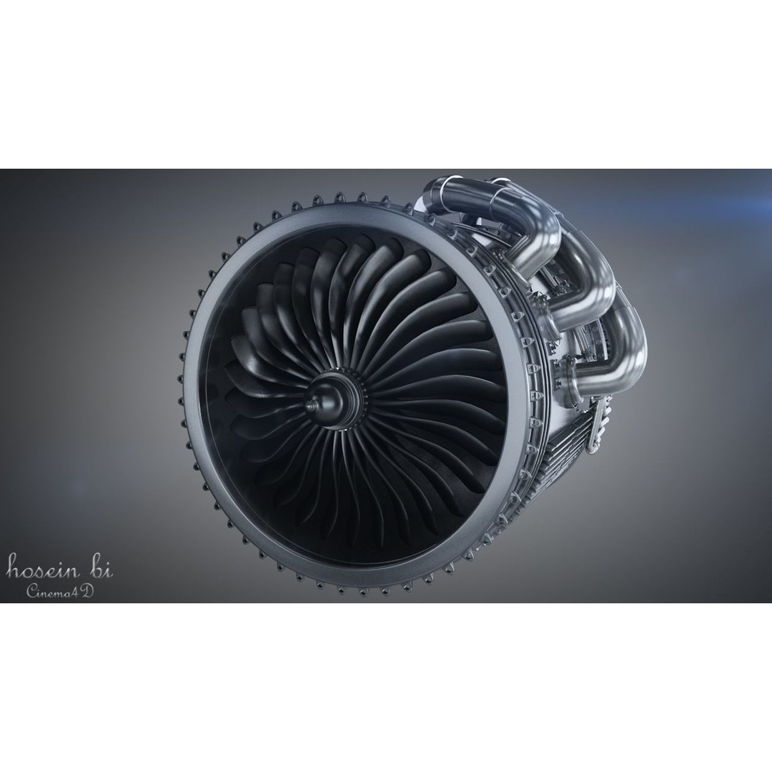 Jet Engine 3D Model – High Poly Aircraft Part, FBX & OBJ Formats - View 15