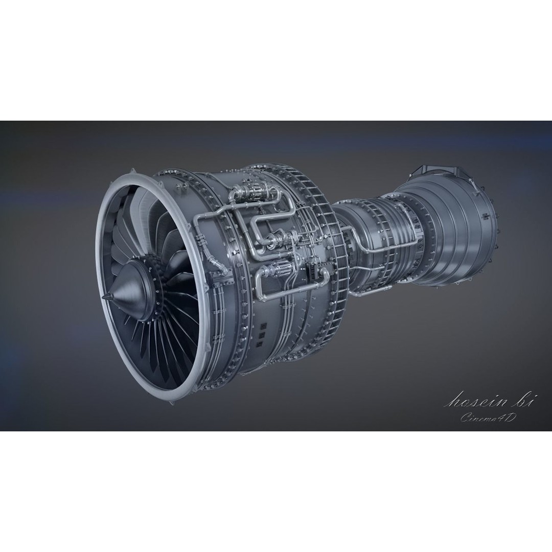 Jet Engine 3D Model – High Poly Aircraft Part, FBX & OBJ Formats - View 17
