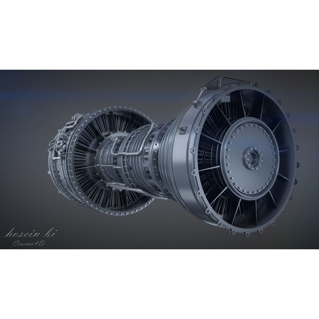 Jet Engine 3D Model – High Poly Aircraft Part, FBX & OBJ Formats - View 18